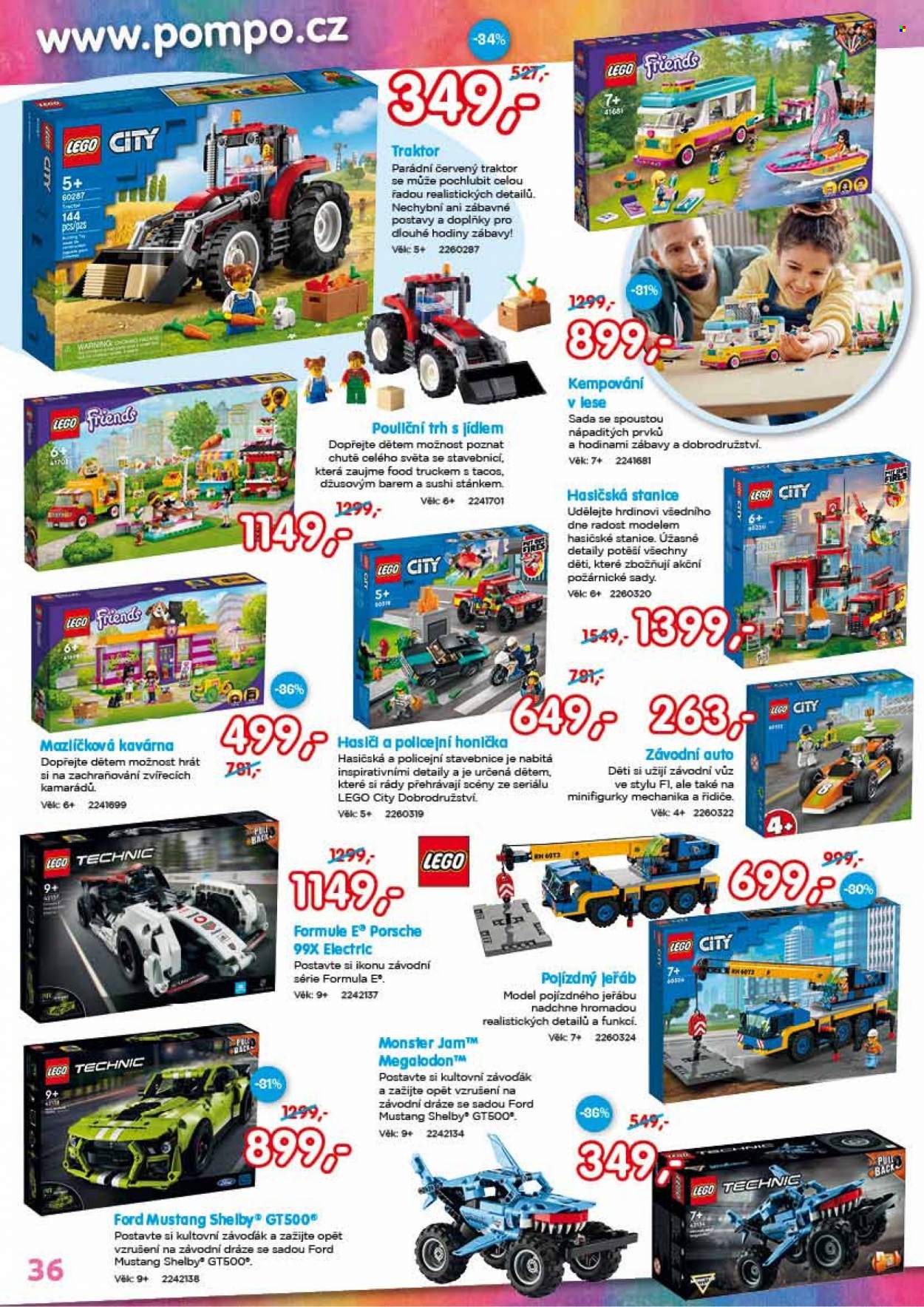 thumbnail - Leták Pompo - 16.5.2022 - 17.6.2022 - Produkty v akci - jeřáb, LEGO, LEGO City, LEGO Friends, LEGO Technic, stavebnice, traktor, Mustang. Strana 36.