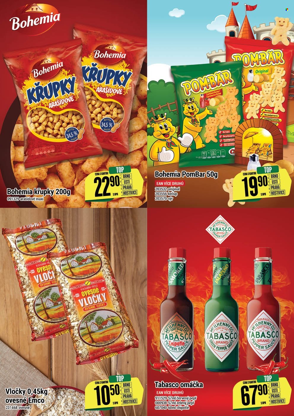 thumbnail - Leták Tamda Foods - 18.5.2022 - 24.5.2022 - Produkty v akci - sýr, Emco, křupky, Pom-Bär, Bohemia, kečup, tabasco. Strana 12.