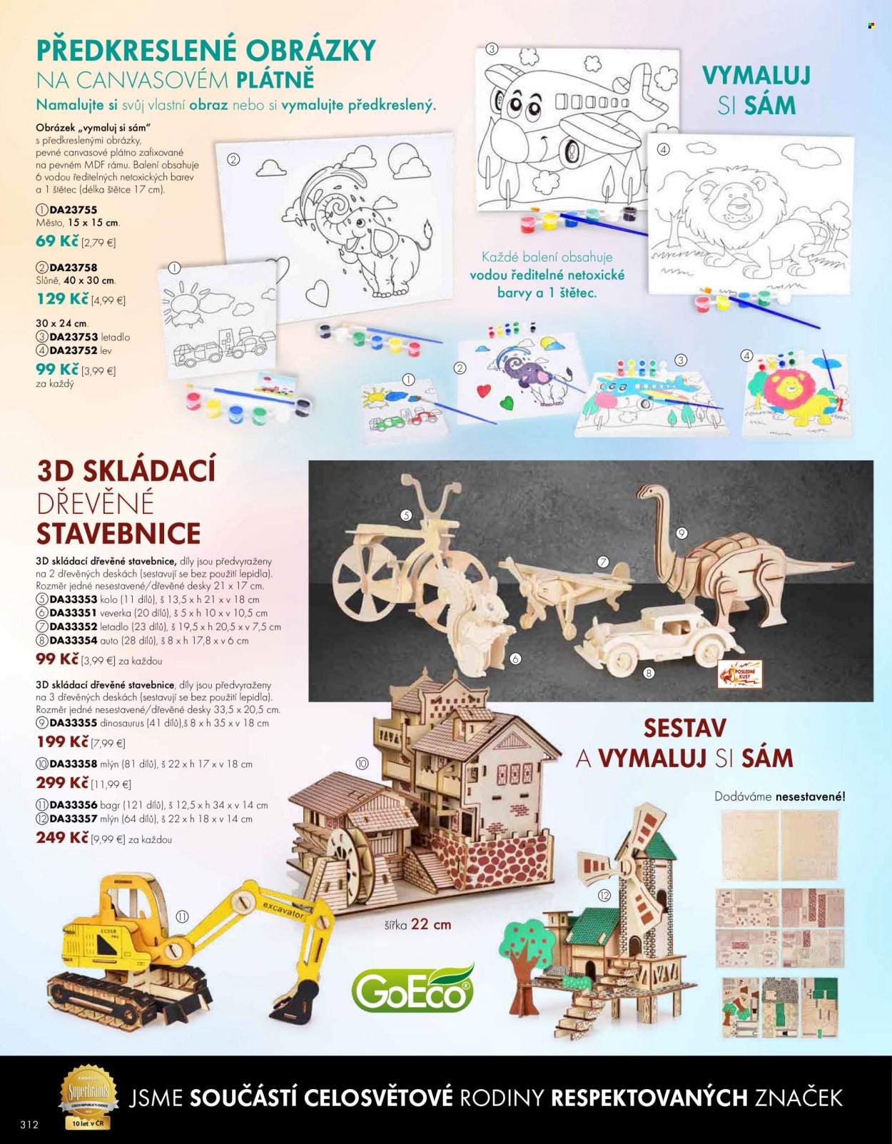 thumbnail - Leták Dedra - 20.5.2022 - 19.8.2022 - Produkty v akci - štětec, plátno, obraz, dinosaurus, stavebnice, letadlo, bagr. Strana 12.