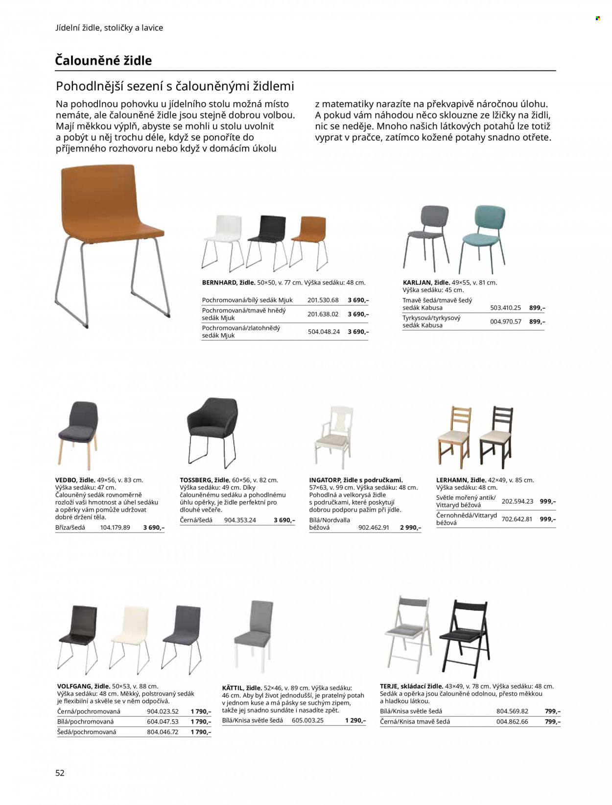 thumbnail - Leták IKEA - 27.5.2022 - 30.6.2022 - Produkty v akci - jídelní židle, lavice, židle, skládací židle, podsedák, potah. Strana 52.