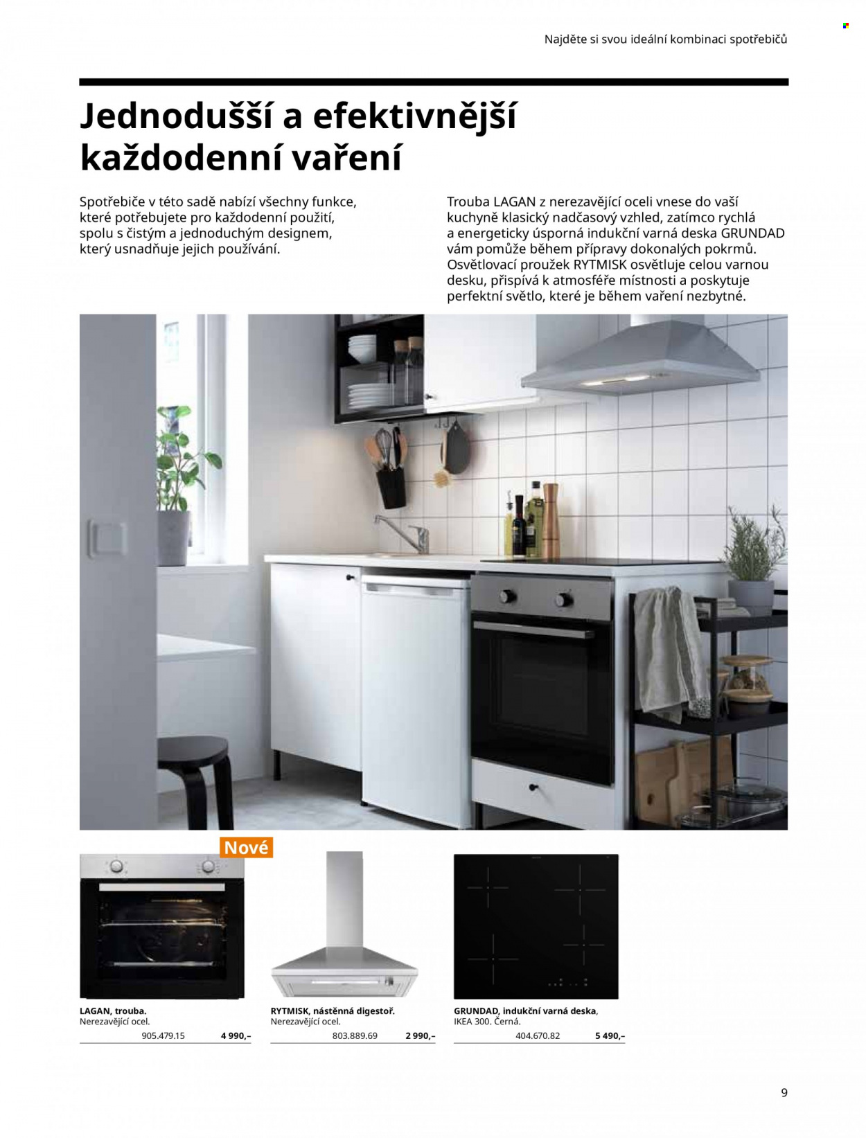 thumbnail - Leták IKEA - Produkty v akci - digestoř, trouba, indukční varná deska, varná deska. Strana 9.