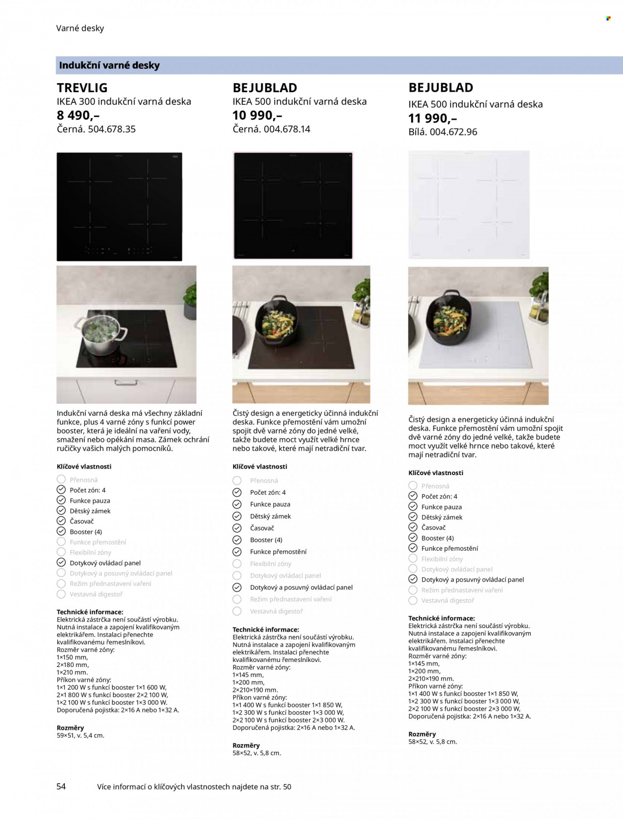 thumbnail - Leták IKEA - Produkty v akci - hrnec, digestoř, indukční varná deska, varná deska. Strana 54.