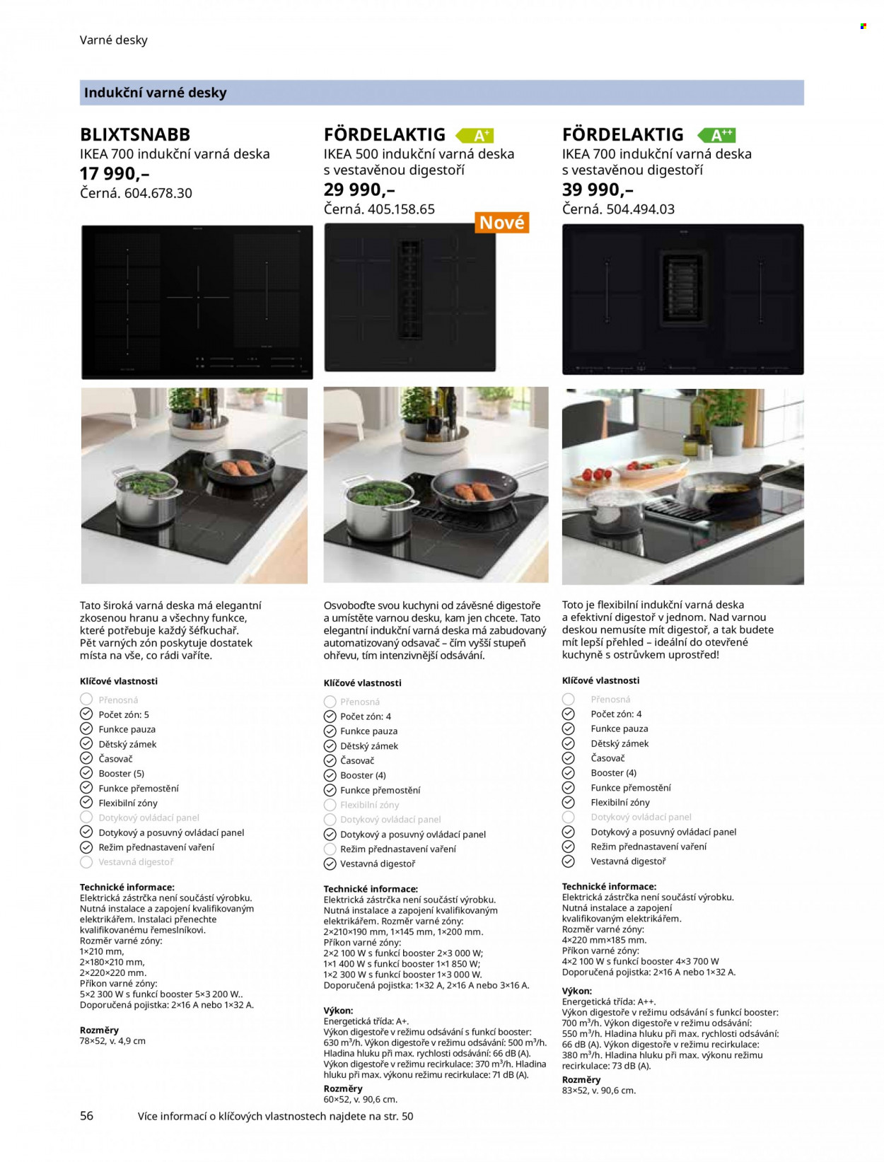 thumbnail - Leták IKEA - Produkty v akci - digestoř, indukční varná deska, varná deska. Strana 56.