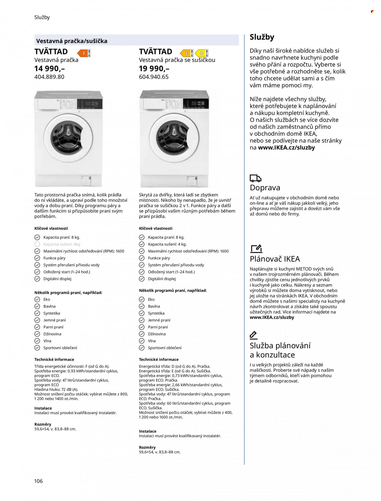 thumbnail - Leták IKEA - Produkty v akci - pračka, pračka se sušičkou, sušička, Metod. Strana 106.