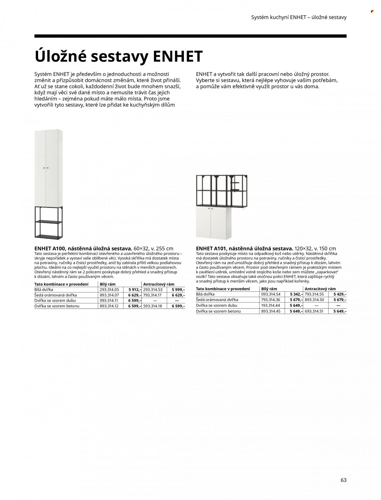 thumbnail - Leták IKEA - Produkty v akci - kořenka, police, skříň, utěrka, ručník, odpadkový koš. Strana 63.