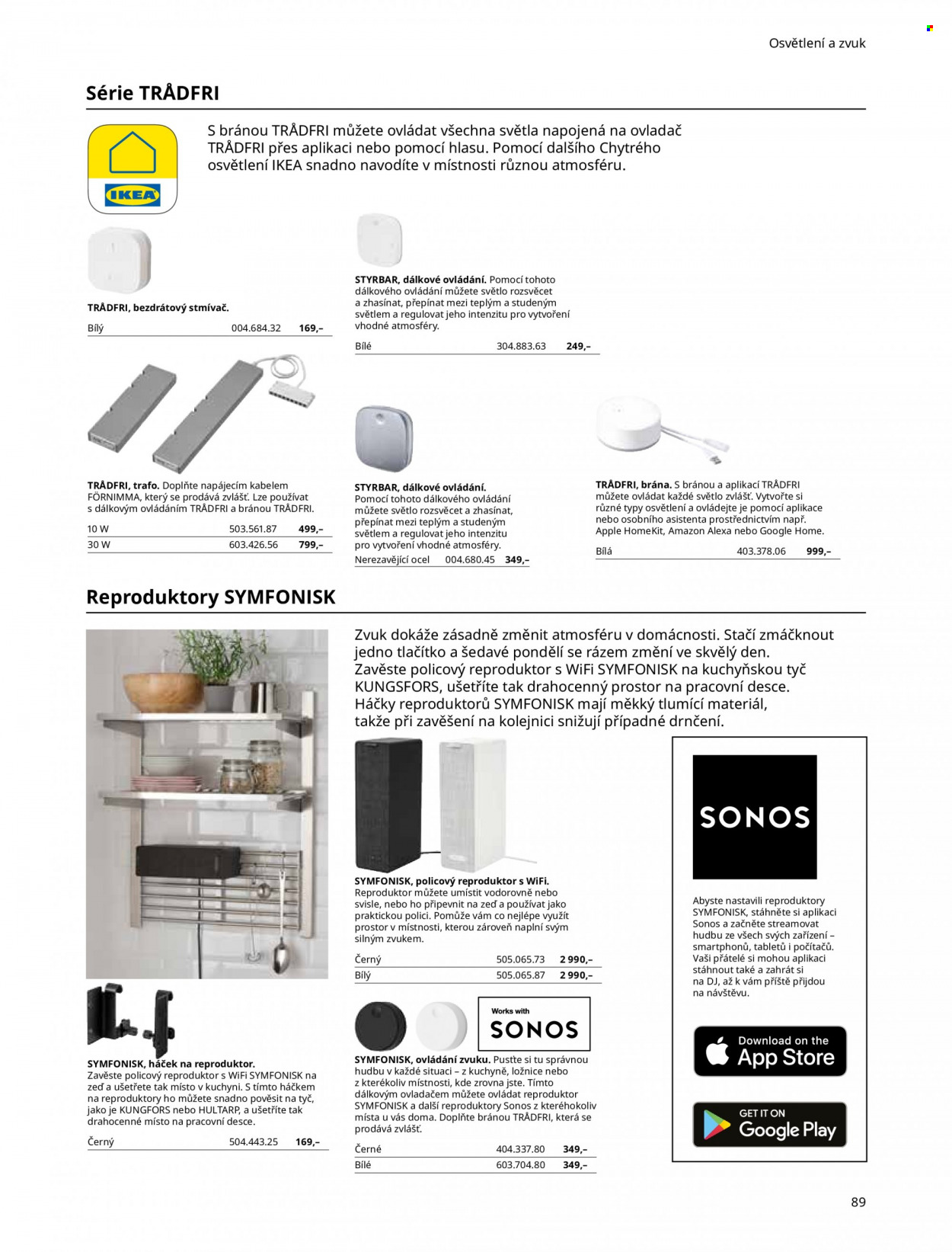 thumbnail - Leták IKEA - Produkty v akci - police, ložnicový systém, háček, Symfonisk. Strana 89.