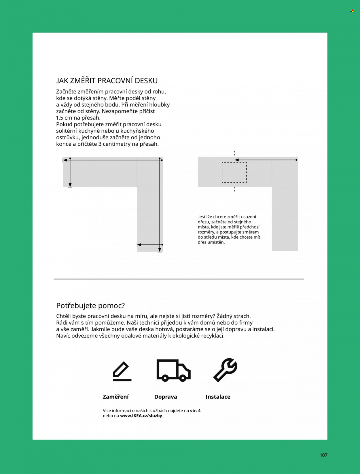 thumbnail - Leták IKEA - Produkty v akci - deska, pracovní deska, dřez. Strana 107.