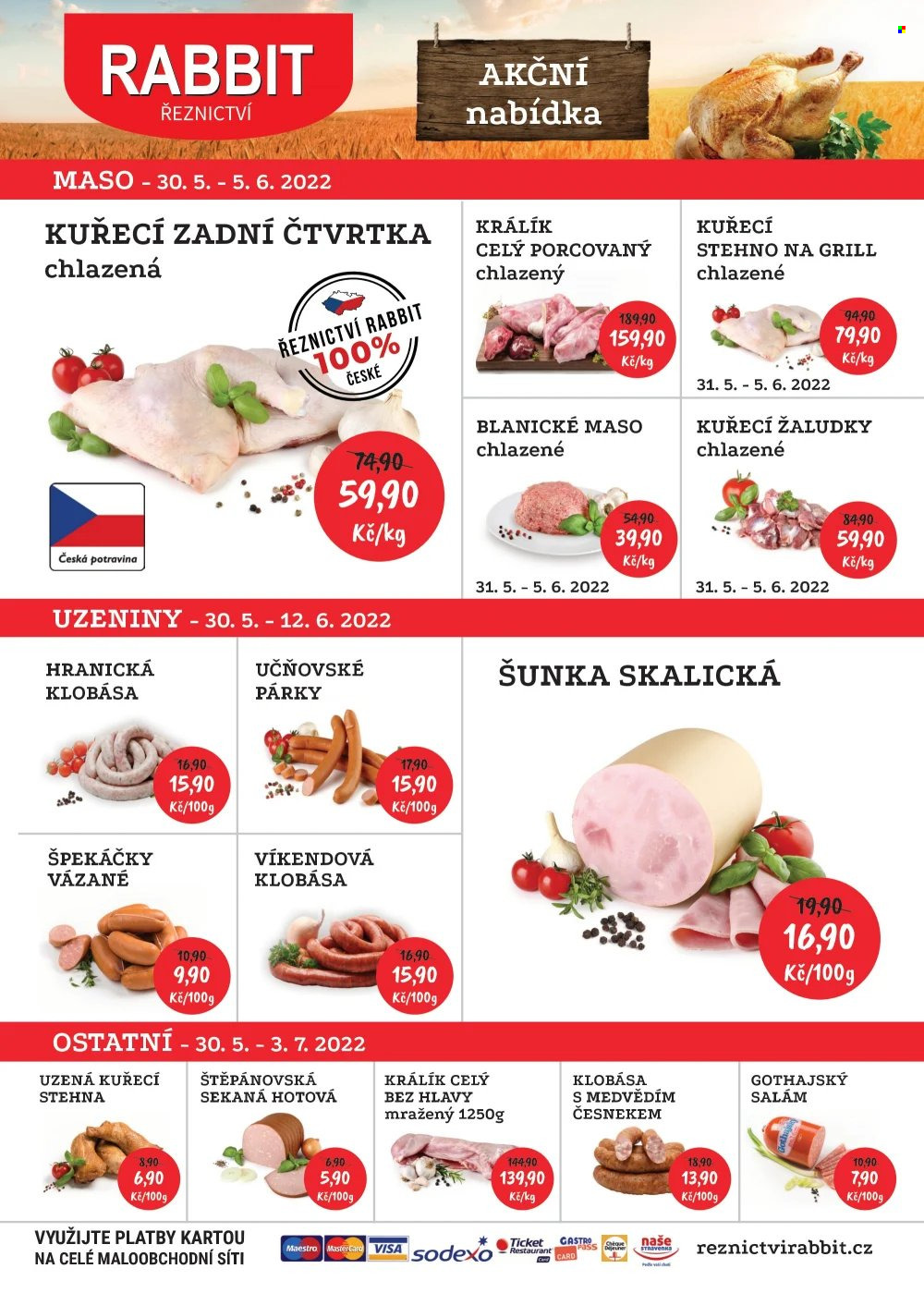 Leták RABBIT řeznictví - 30.5.2022 - 5.6.2022. Strana 1