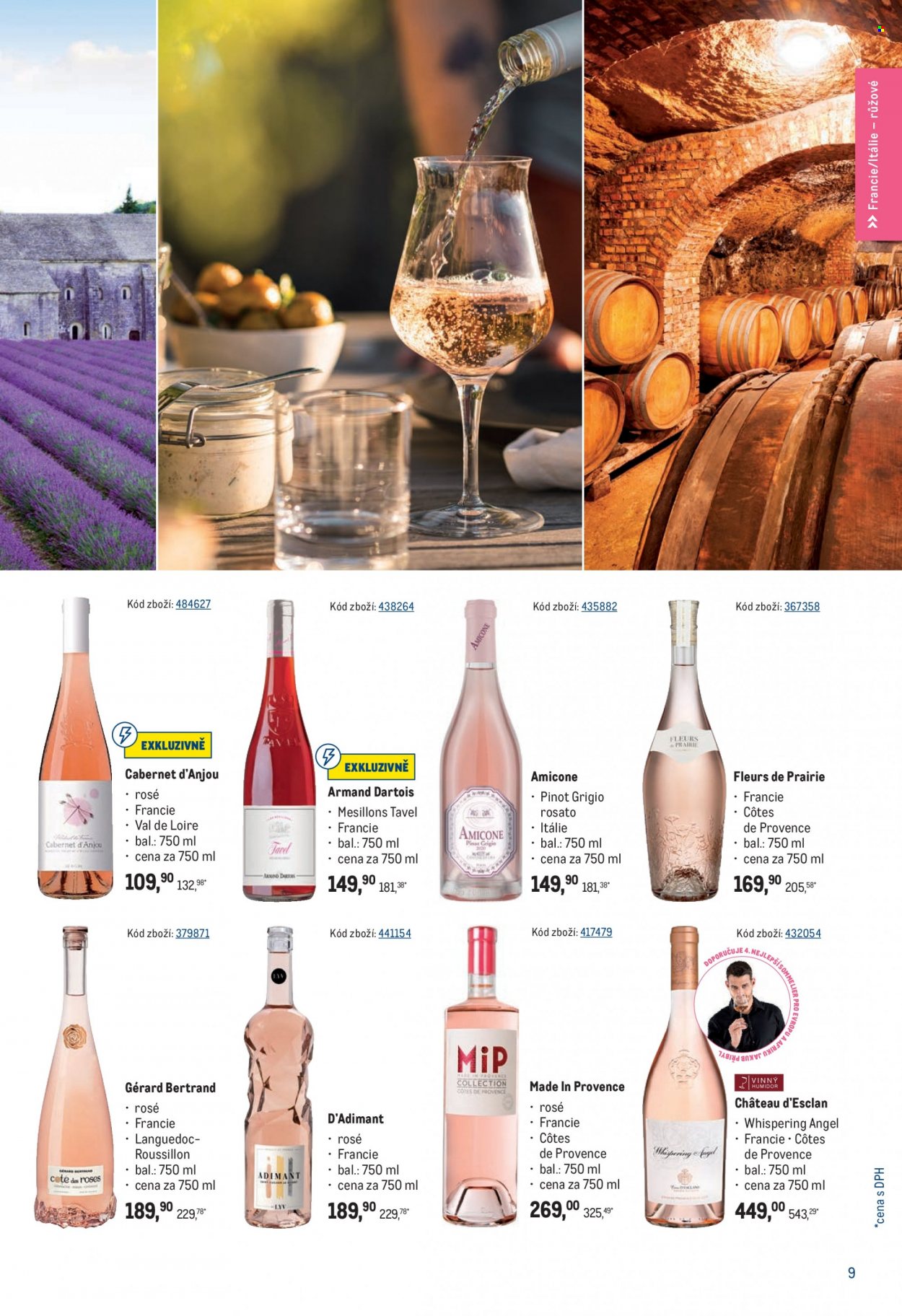 thumbnail - Leták MAKRO - 8.6.2022 - 5.7.2022 - Produkty v akci - alkohol, bílé víno, Pinot Grigio, růžové víno, víno, Cabernet d’Anjou, Gérard Bertrand. Strana 9.