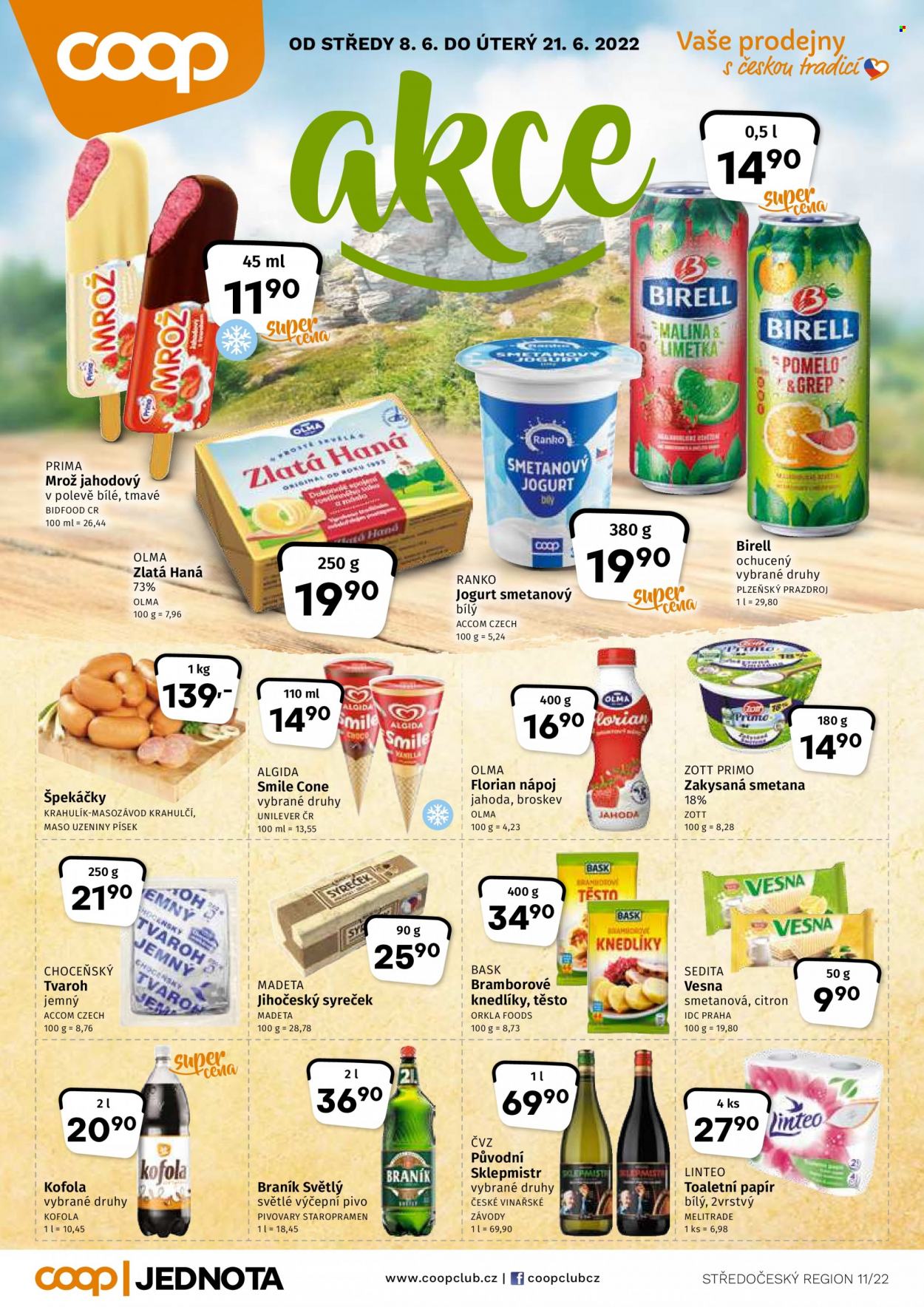 Leták coop JEDNOTA - 8.6.2022 - 21.6.2022. Strana 1
