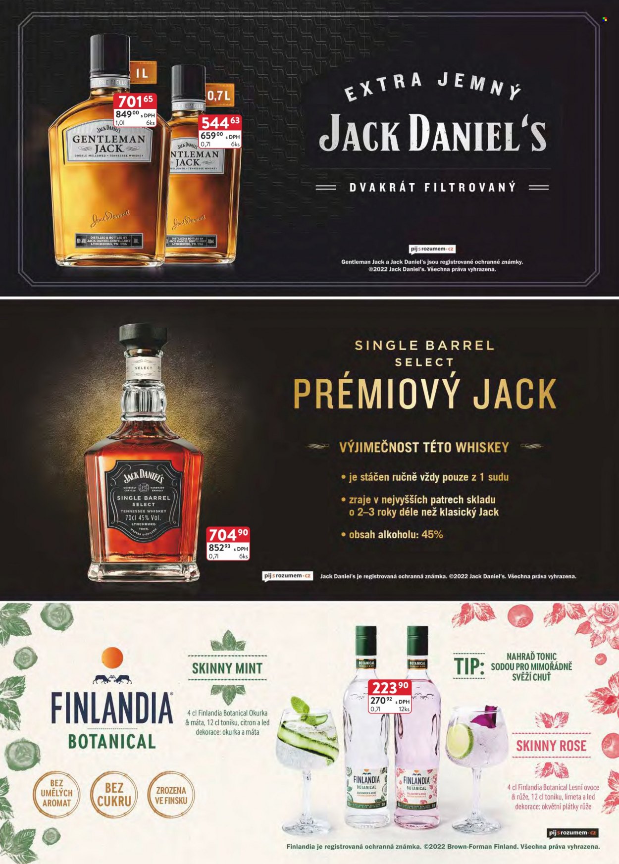 thumbnail - Leták Astur & Qanto velkoobchod - 1.7.2022 - 31.7.2022 - Produkty v akci - citróny, tonic, alkohol, vodka, whisky, Finlandia, Jack Daniel’s, Gentleman Jack. Strana 17.