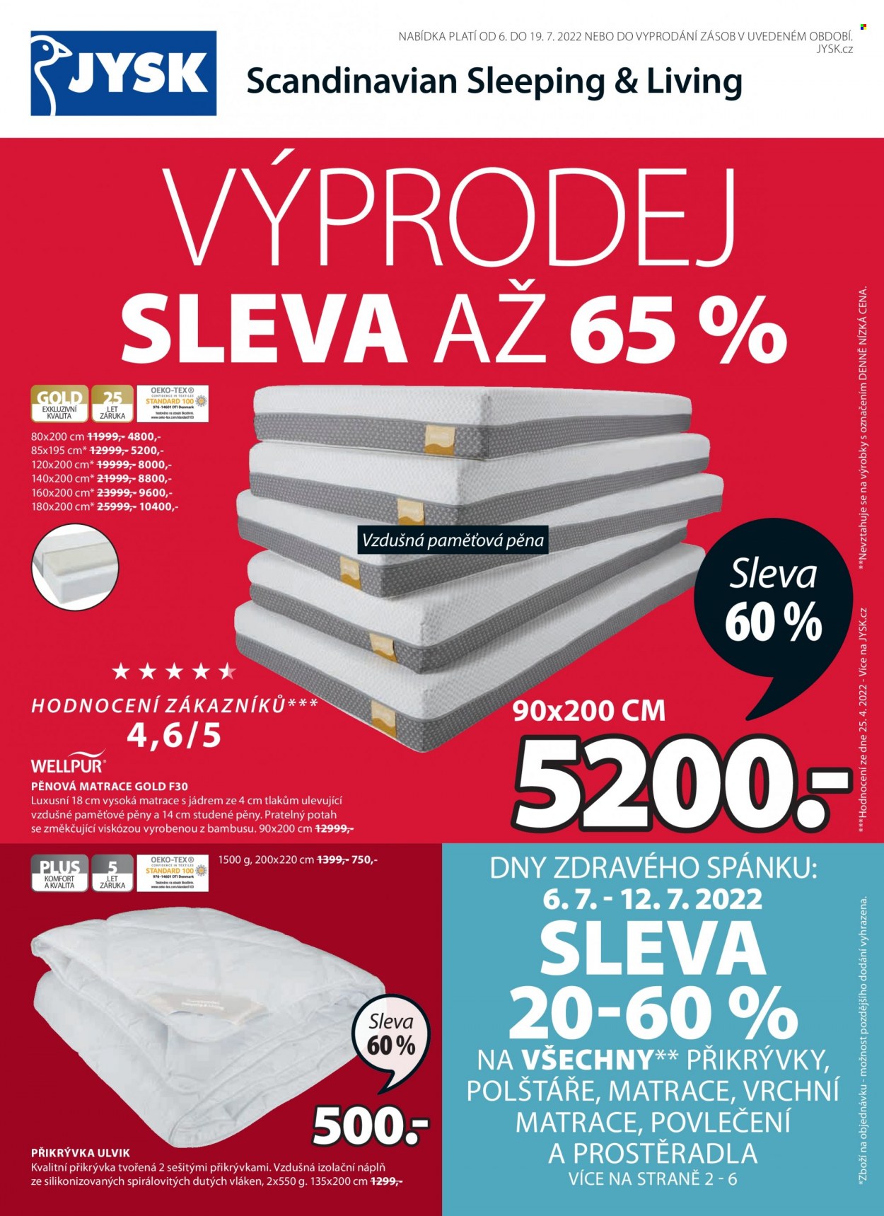 Leták JYSK - 6.7.2022 - 19.7.2022. Strana 1