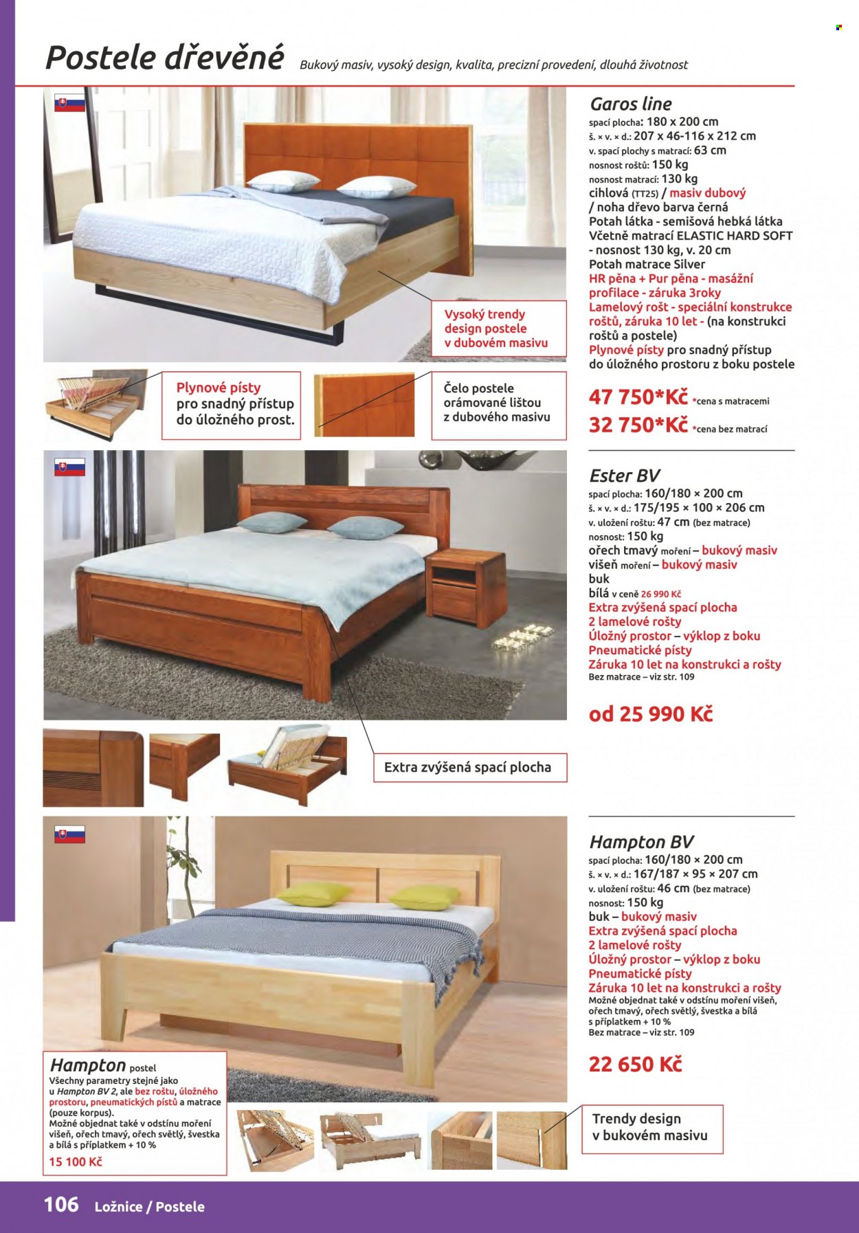 thumbnail - Leták ORFA nábytek - Produkty v akci - ložnicový systém, postel, čelo postele, rošt. Strana 106.