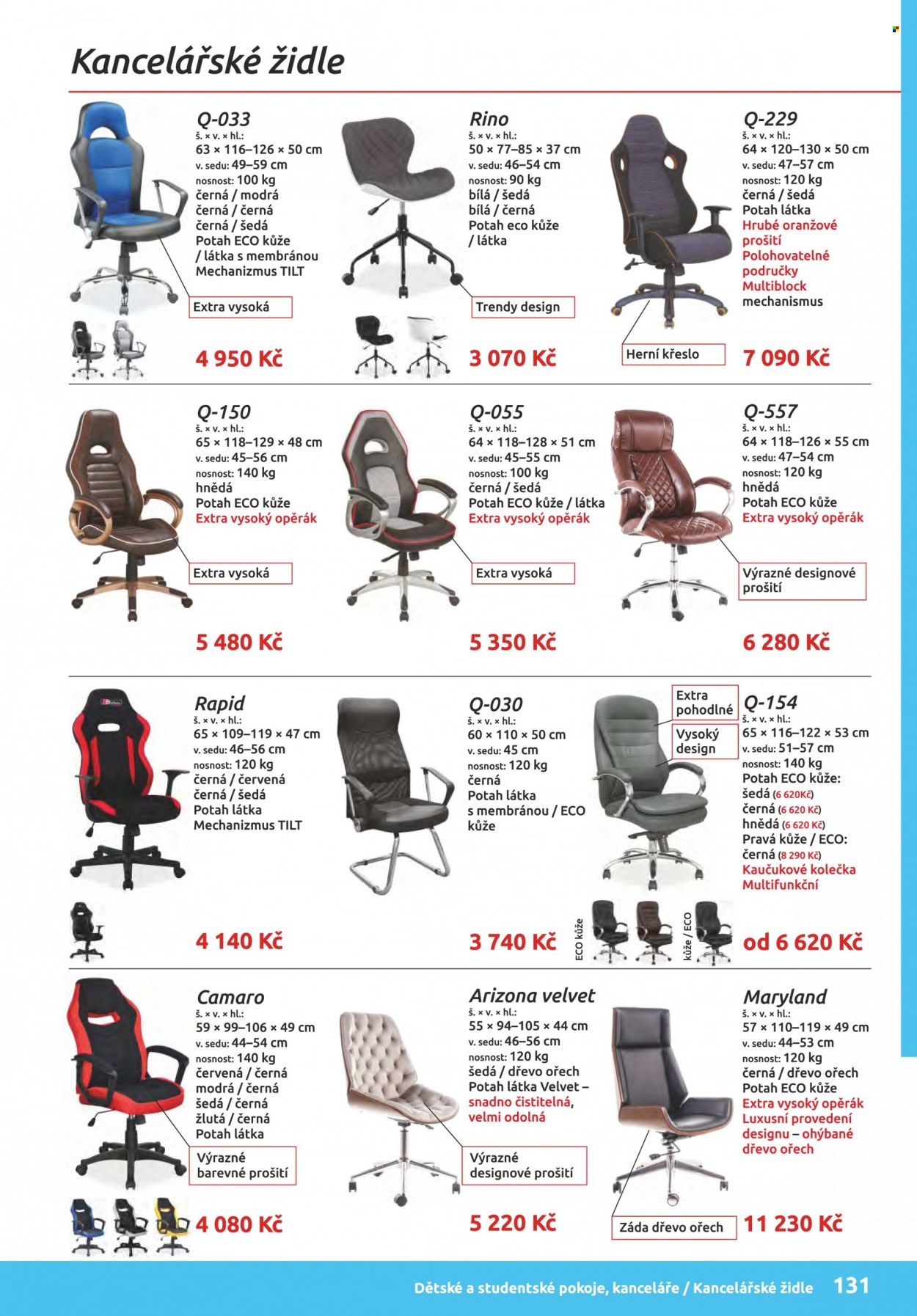 thumbnail - Leták ORFA nábytek - Produkty v akci - židle, křeslo, herní křeslo, potah. Strana 131.