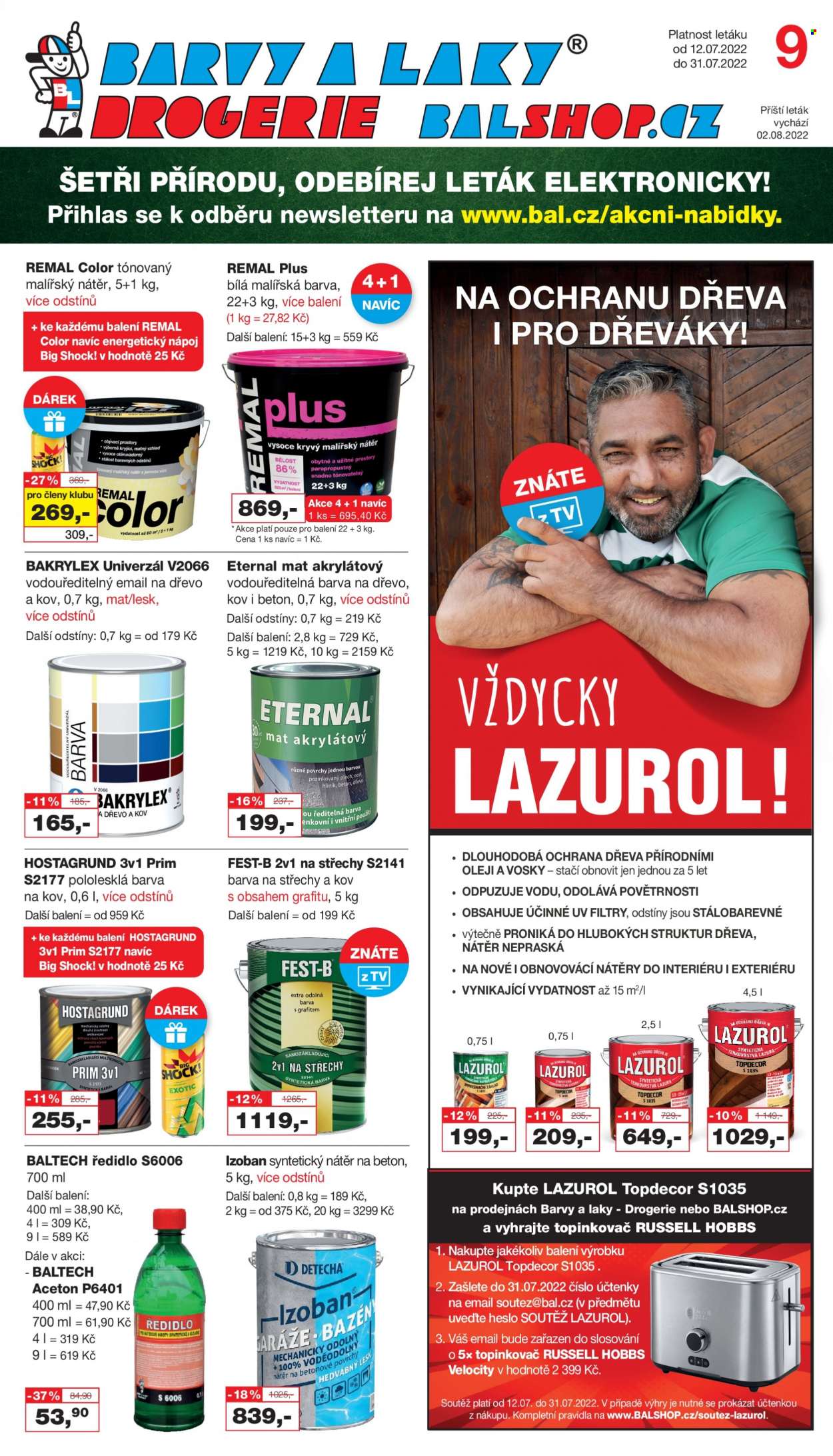 Leták Barvy a laky drogerie - 12.7.2022 - 31.7.2022. Strana 1
