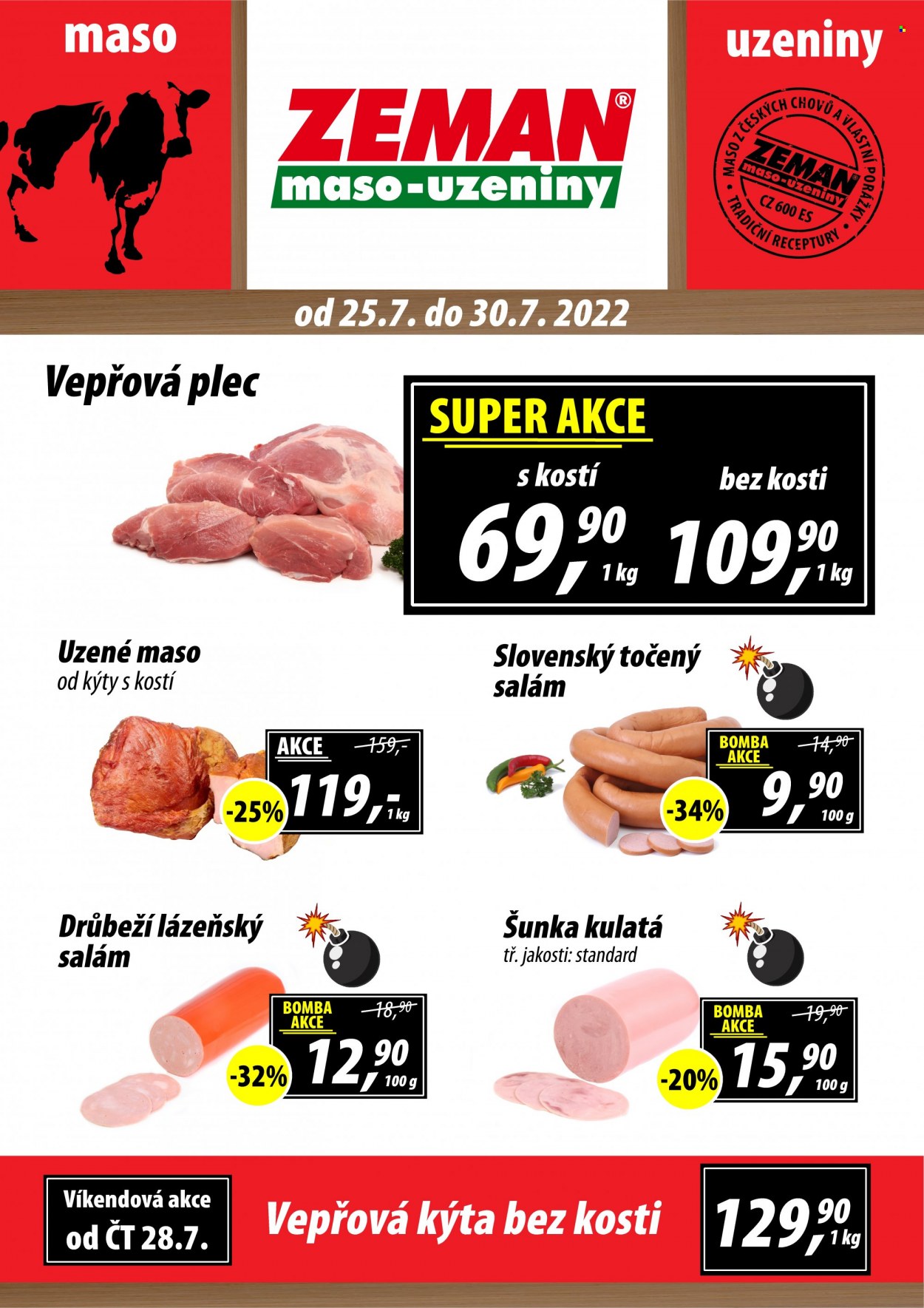Leták ZEMAN maso-uzeniny - 25.7.2022 - 30.7.2022. Strana 1