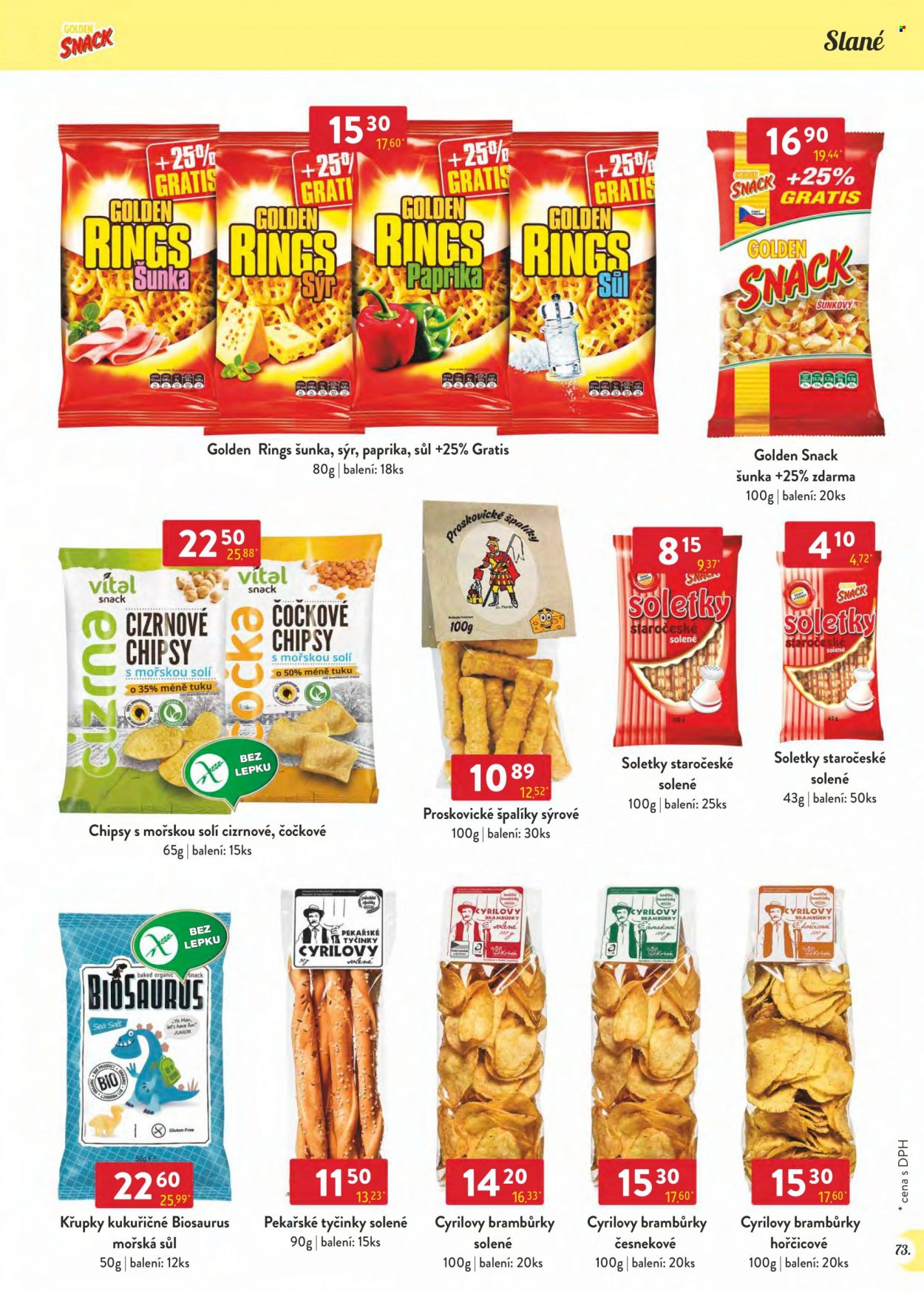 thumbnail - Leták Astur & Qanto velkoobchod - 1.8.2022 - 31.8.2022 - Produkty v akci - šunka, křupky, slané tyčinky, Biosaurus, Golden Snack, chipsy, slaný snack, luštěninové chipsy, čočkové chipsy, kukuřičné křupky. Strana 73.