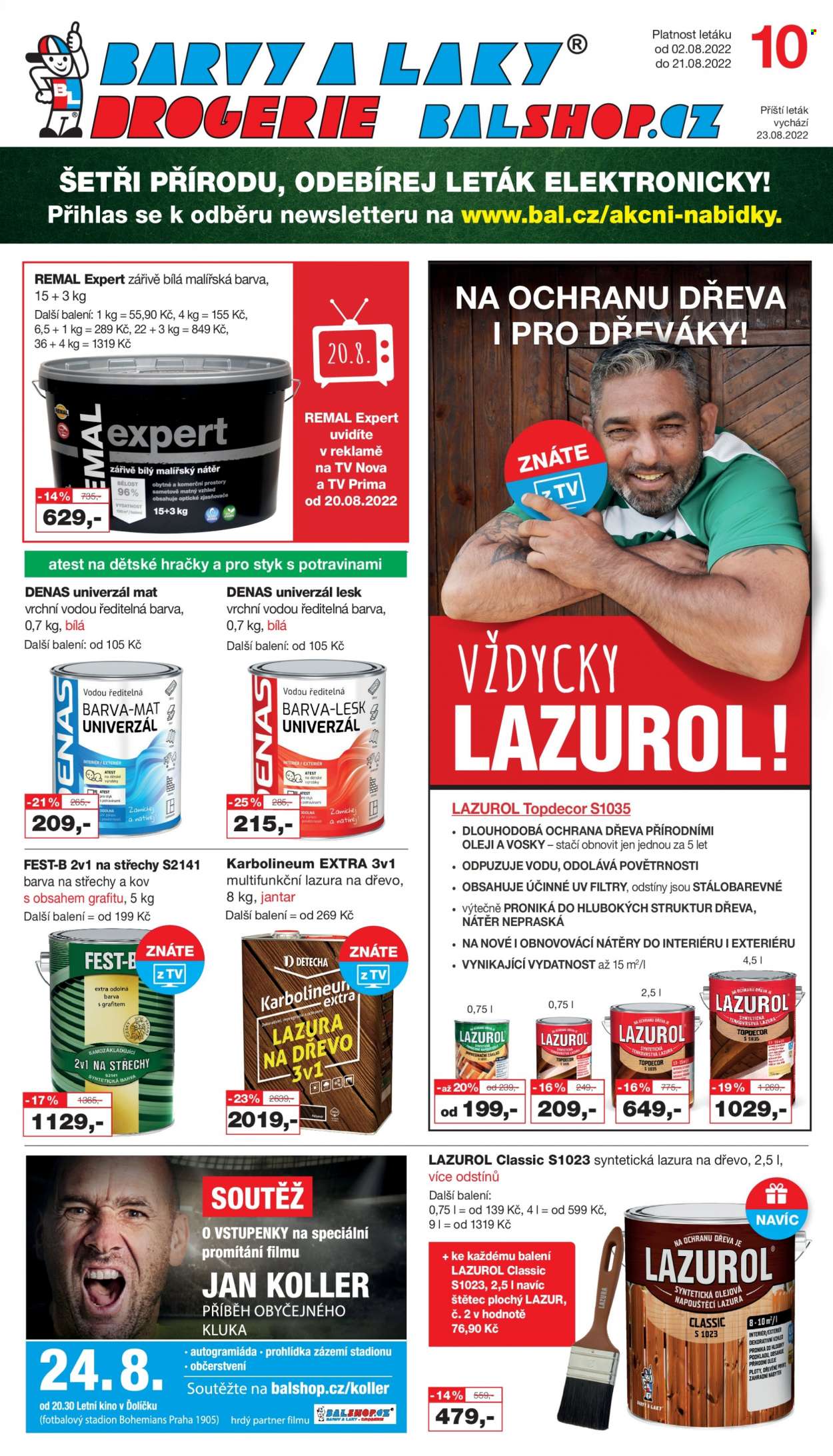 Leták Barvy a laky drogerie - 2.8.2022 - 21.8.2022. Strana 1