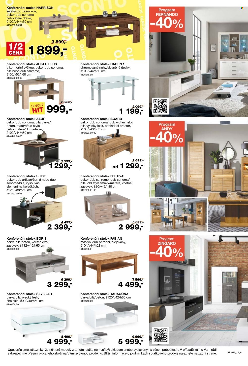 Leták SCONTO NÁBYTEK - 12.8.2022 - 1.9.2022. Strana 14