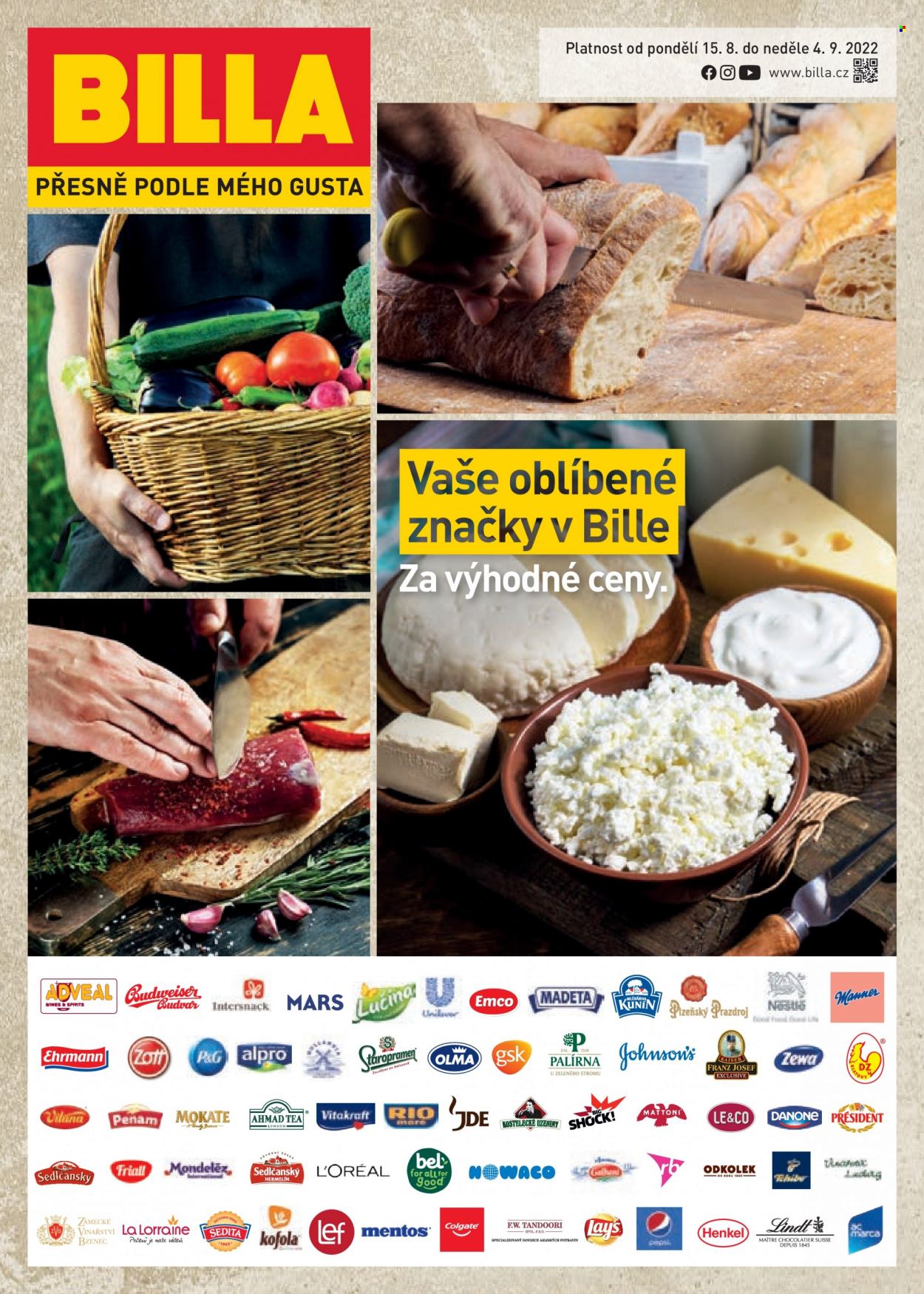 Leták BILLA - 15.8.2022 - 4.9.2022. Strana 1