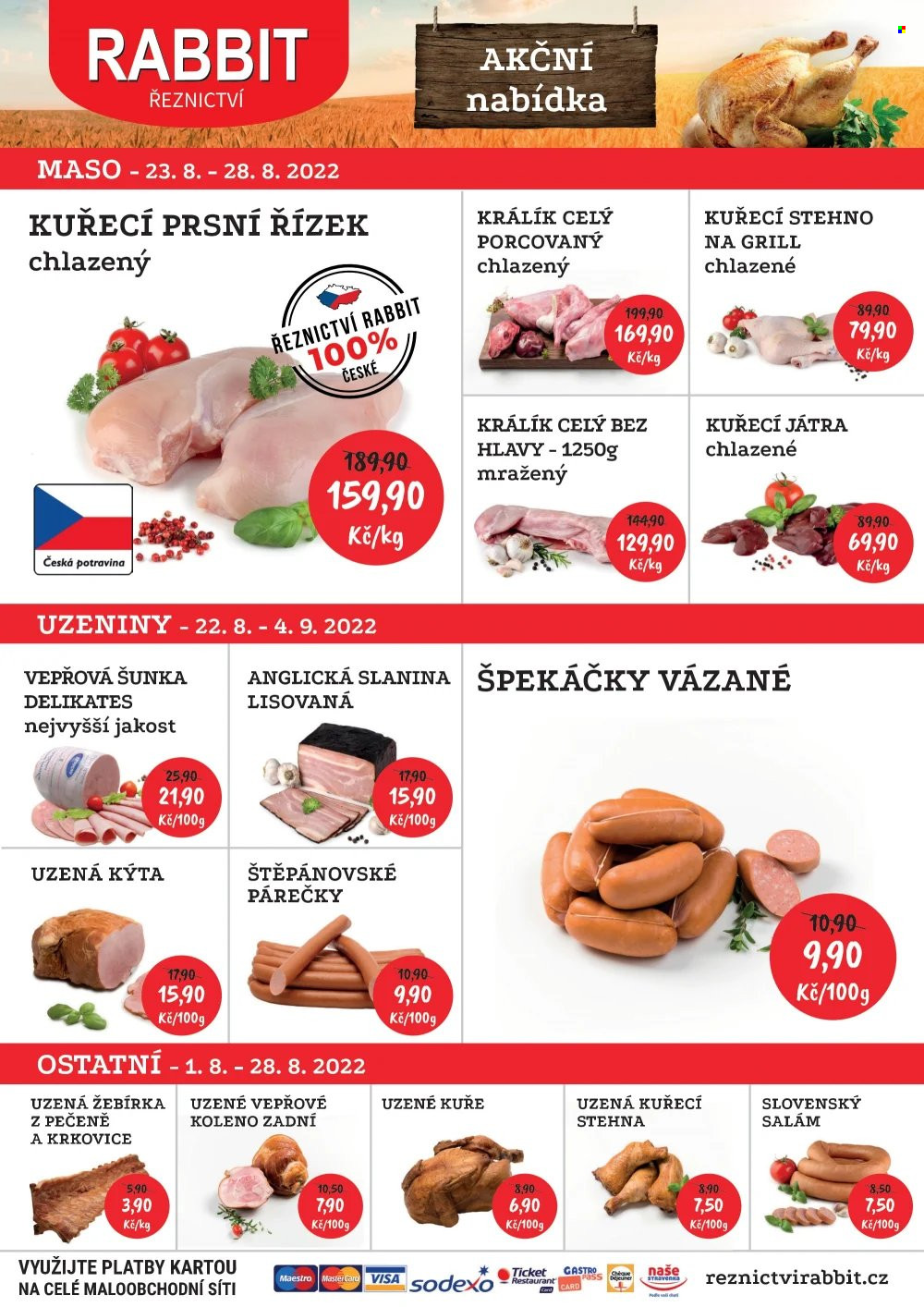 Leták RABBIT řeznictví - 23.8.2022 - 28.8.2022. Strana 1