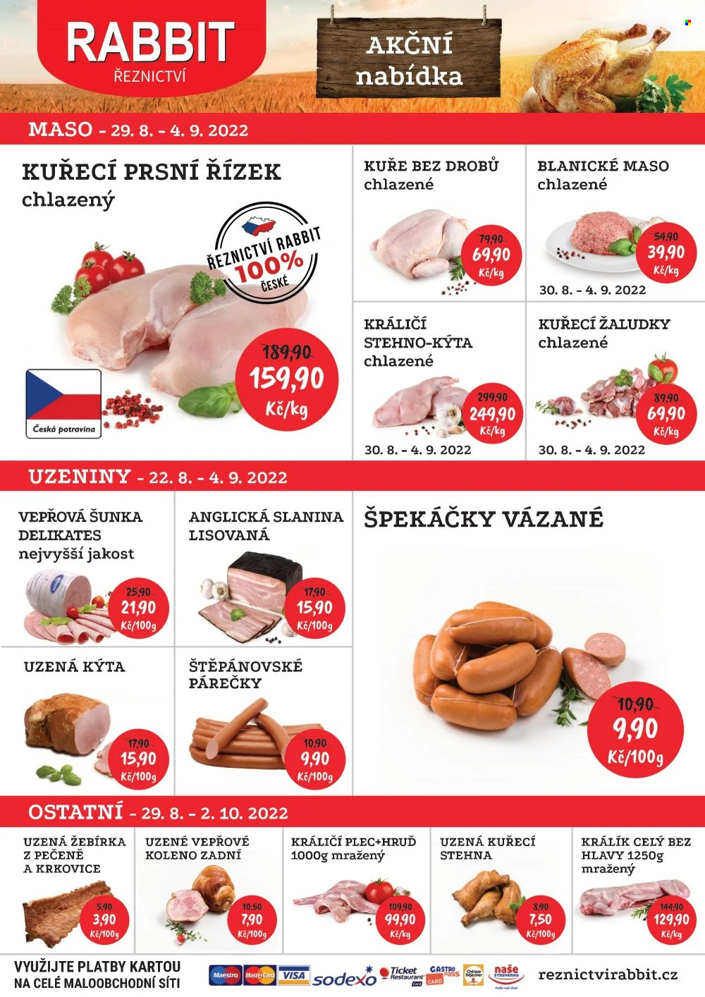 Leták RABBIT řeznictví - 29.8.2022 - 4.9.2022. Strana 1