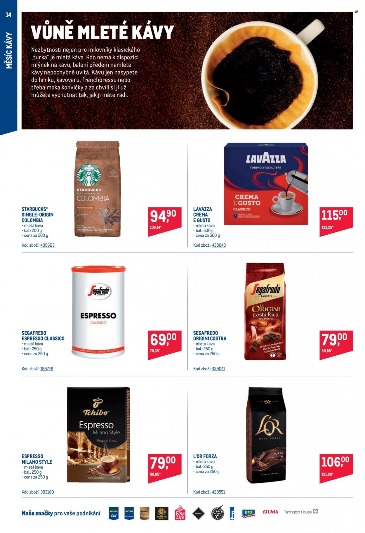 thumbnail - Leták MAKRO - 14.9.2022 - 11.10.2022 - Produkty v akci - káva, mletá káva, Starbucks, Lavazza, Espresso, Segafredo, L'Or. Strana 14.
