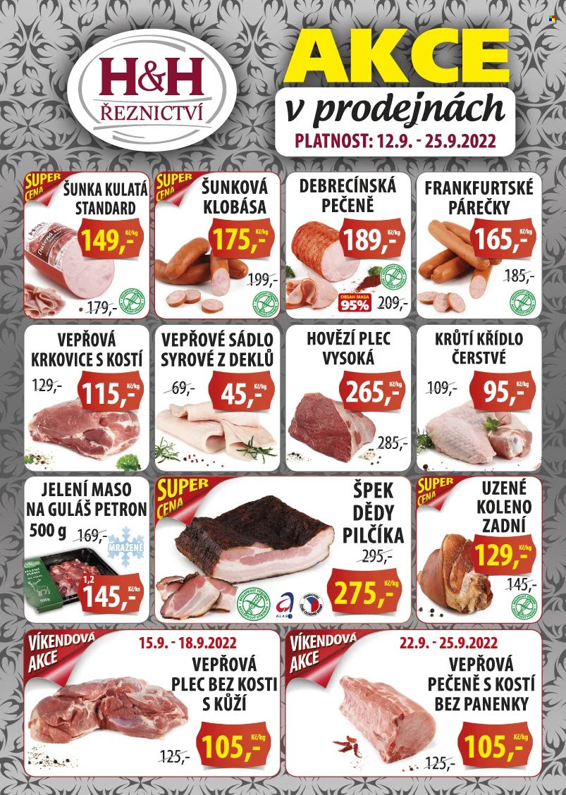 Leták Řeznictví H&H - 12.9.2022 - 25.9.2022. Strana 1