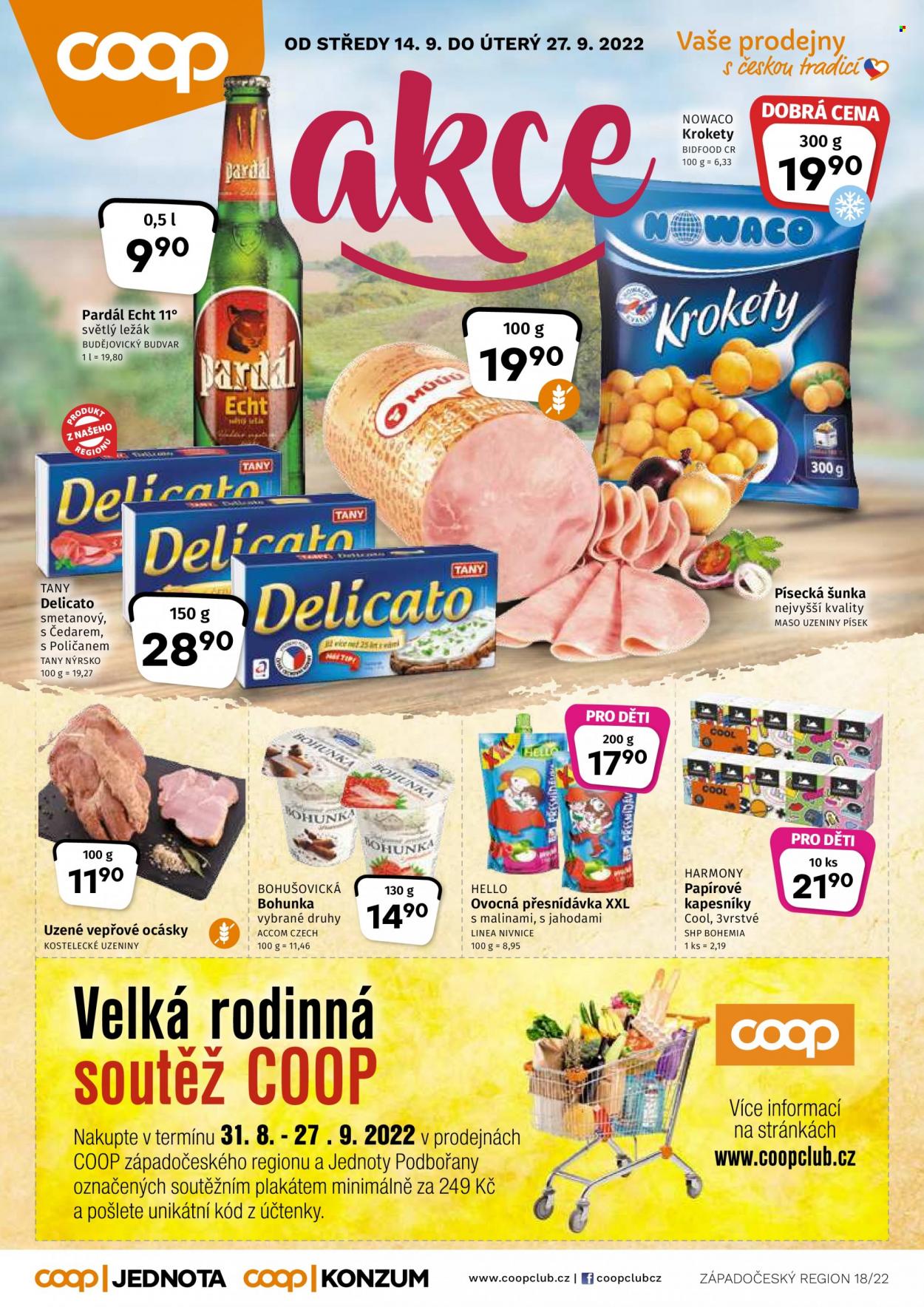 Leták coop JEDNOTA - 14.9.2022 - 27.9.2022. Strana 1