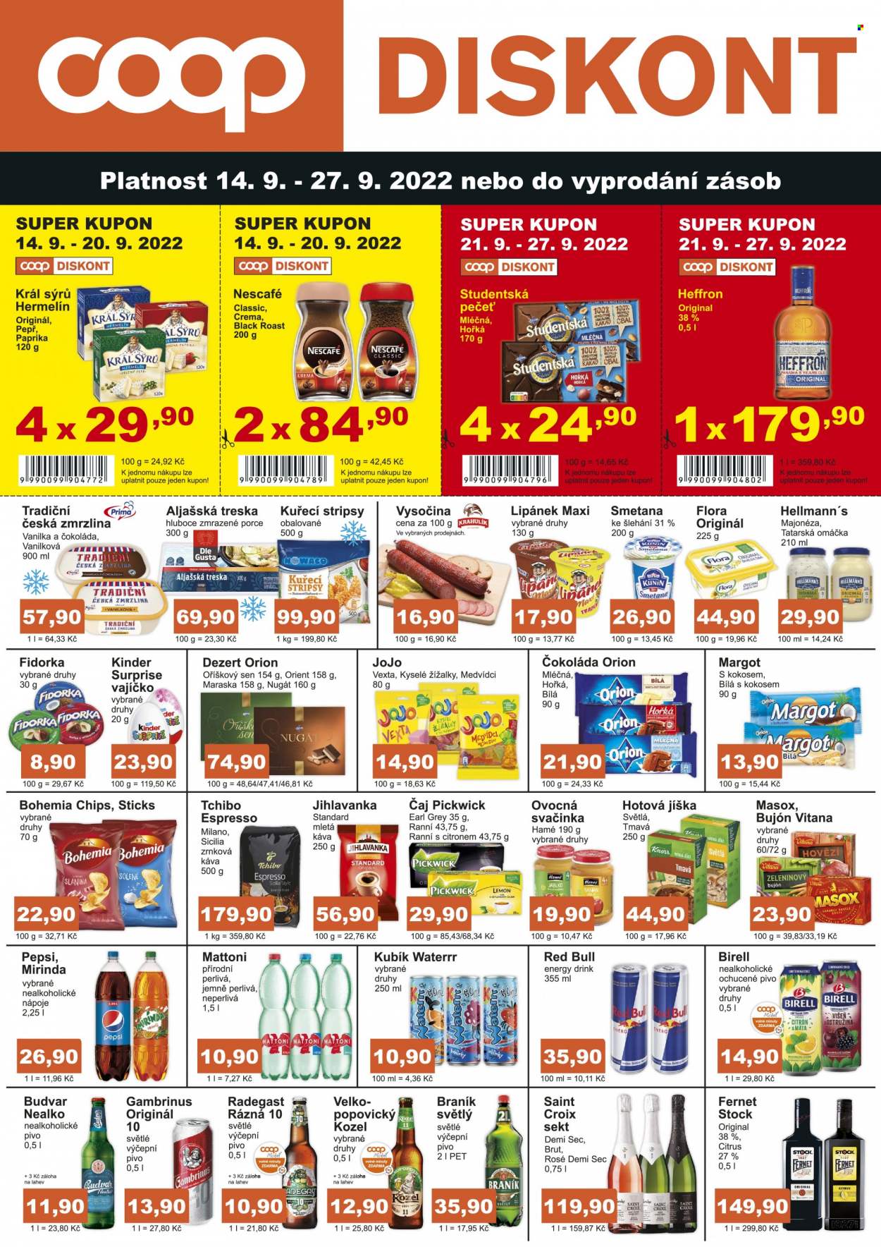 Leták coop DISKONT - 14.9.2022 - 27.9.2022. Strana 1