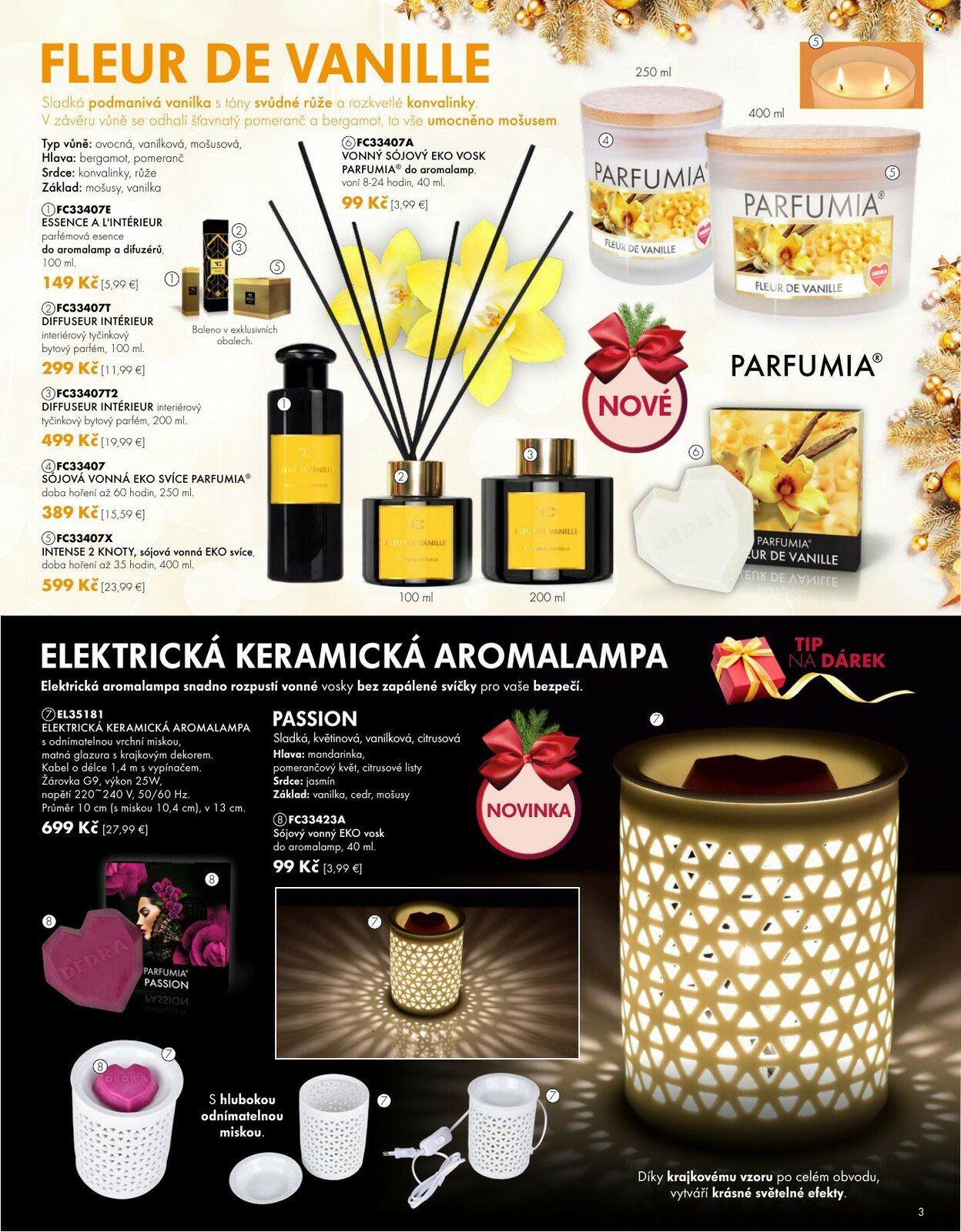 thumbnail - Leták Dedra - 23.9.2022 - 23.12.2022 - Produkty v akci - parfém, vosk, svíčka, vonný vosk, aromalampa. Strana 3.