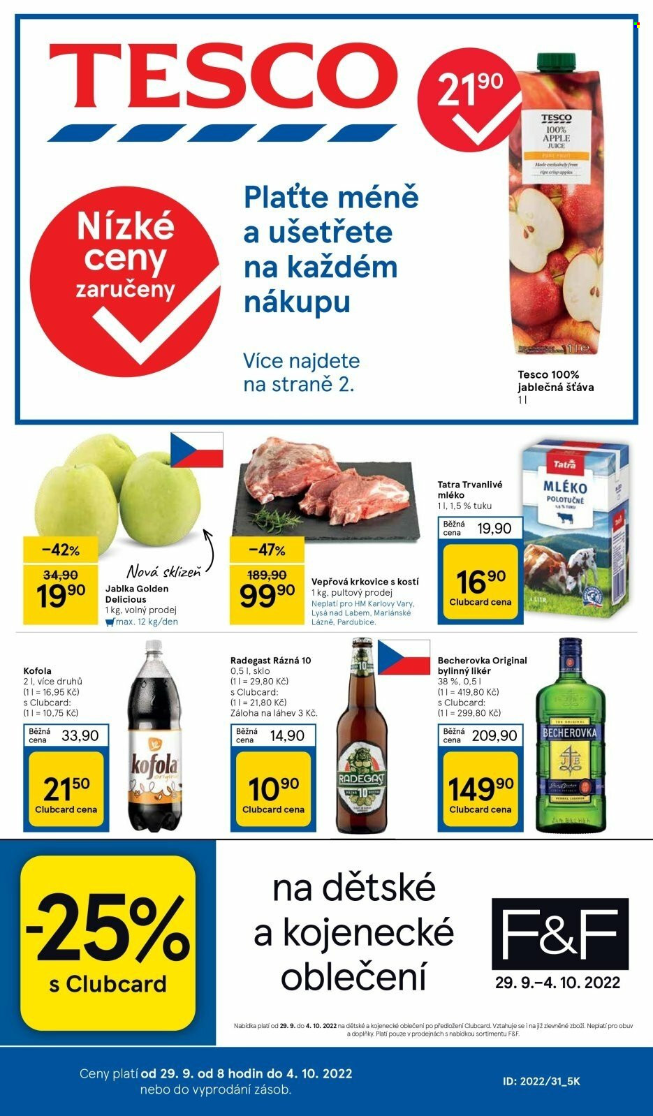 Leták TESCO - 29.9.2022 - 4.10.2022. Strana 1
