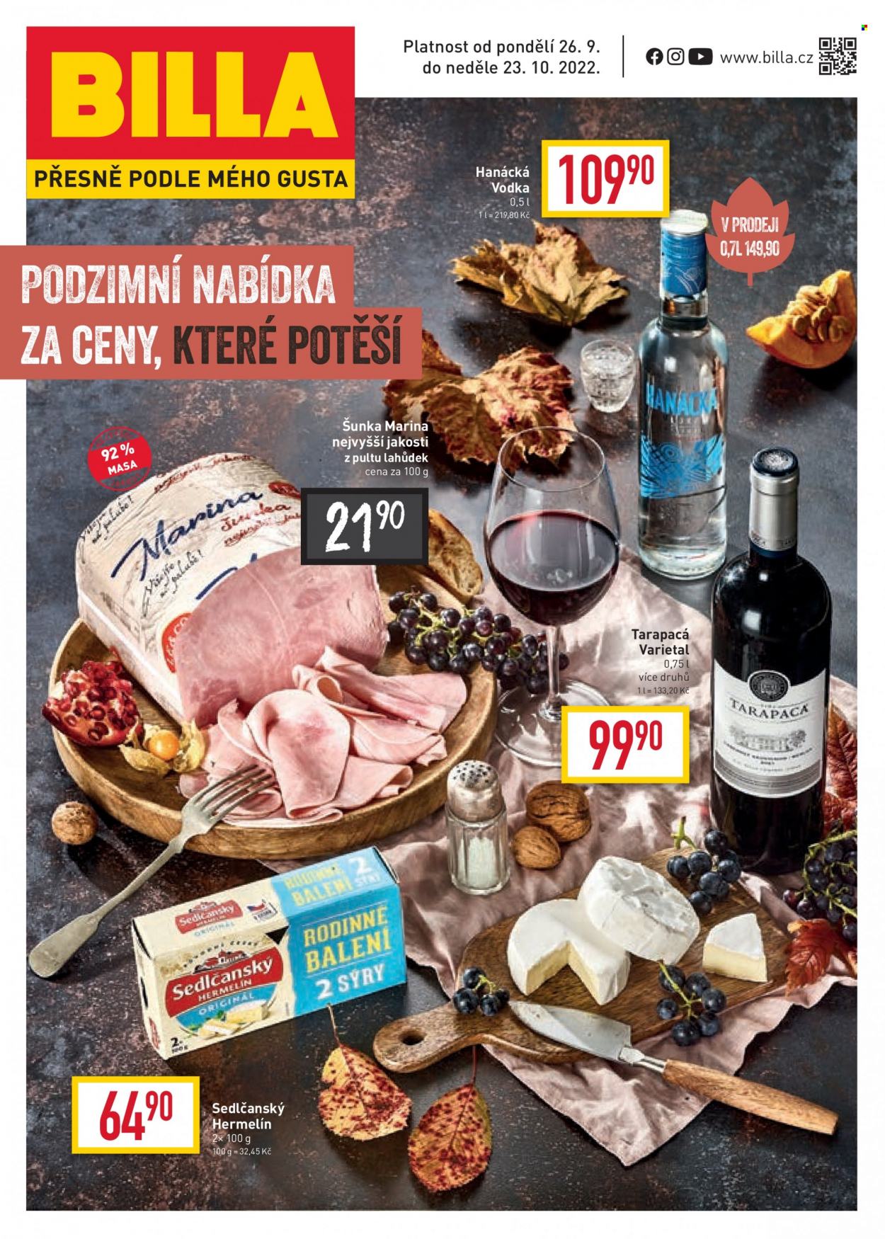 Leták BILLA - 26.9.2022 - 23.10.2022. Strana 1