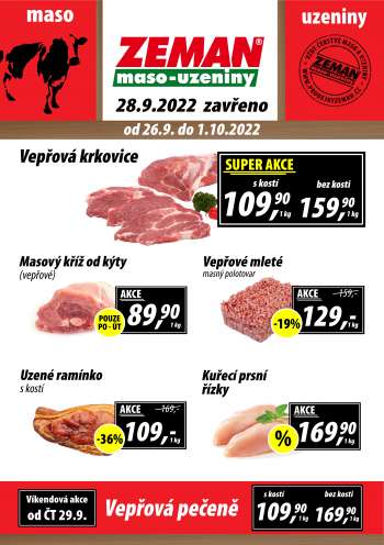 Leták ZEMAN maso-uzeniny - 26.9.2022 - 1.10.2022.
