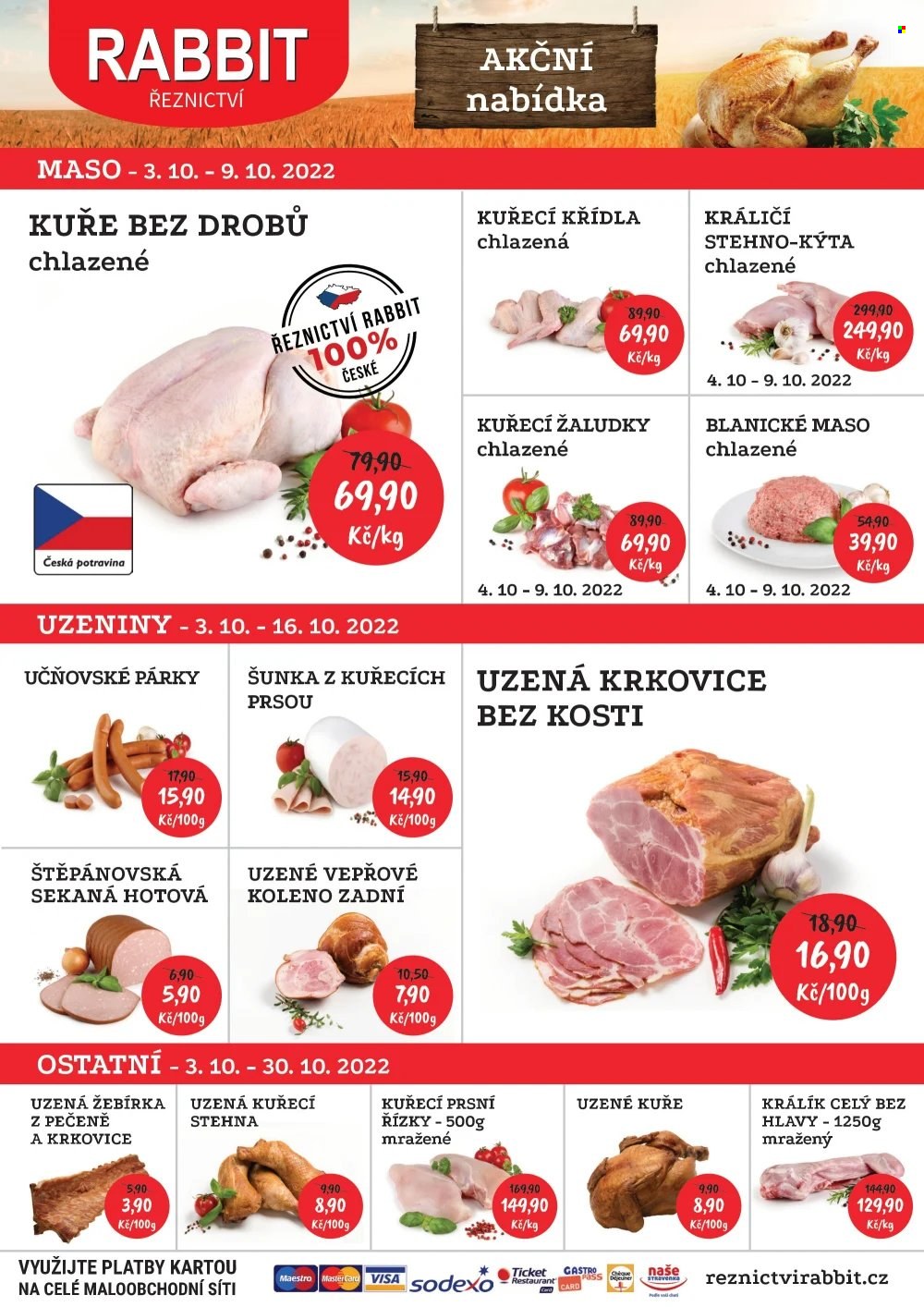 Leták RABBIT řeznictví - 3.10.2022 - 9.10.2022. Strana 1