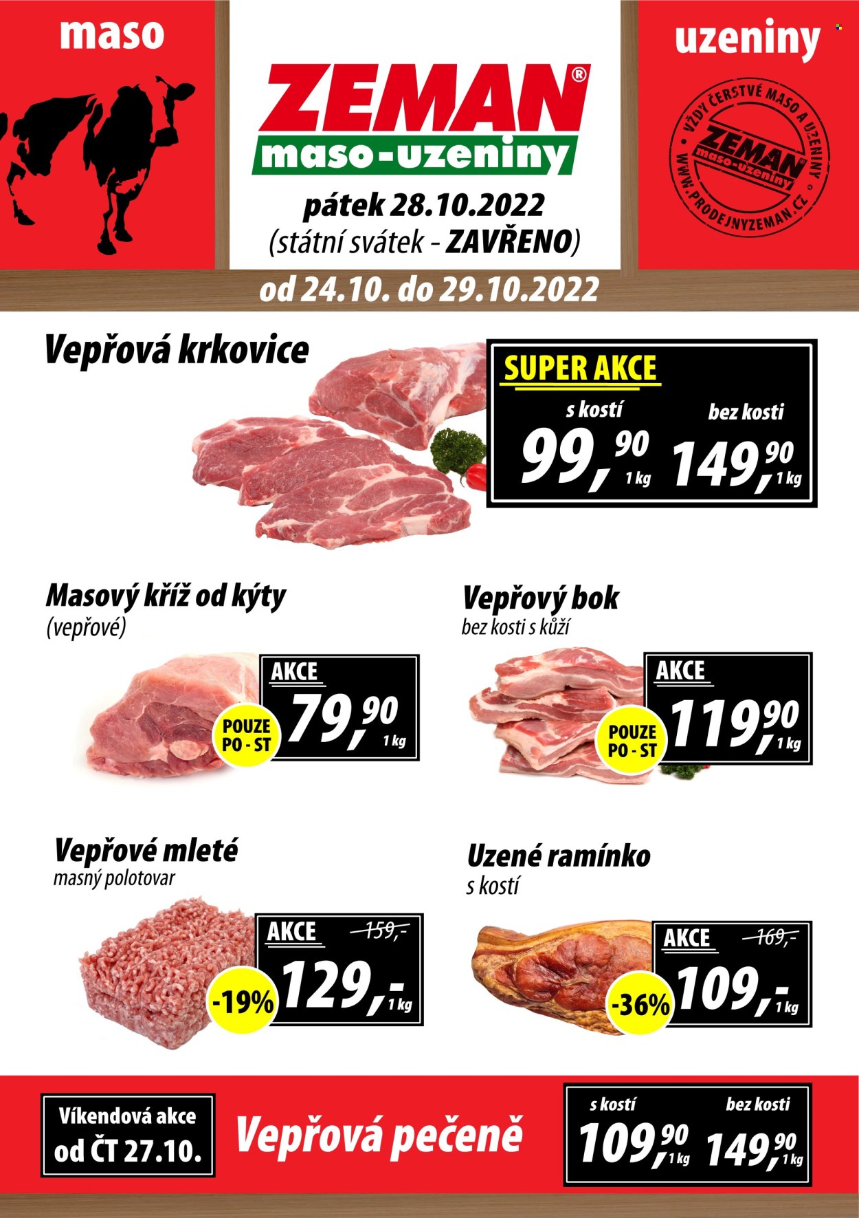 Leták ZEMAN maso-uzeniny - 24.10.2022 - 29.10.2022. Strana 1