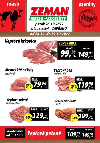Leták ZEMAN maso-uzeniny - 24.10.2022 - 29.10.2022.