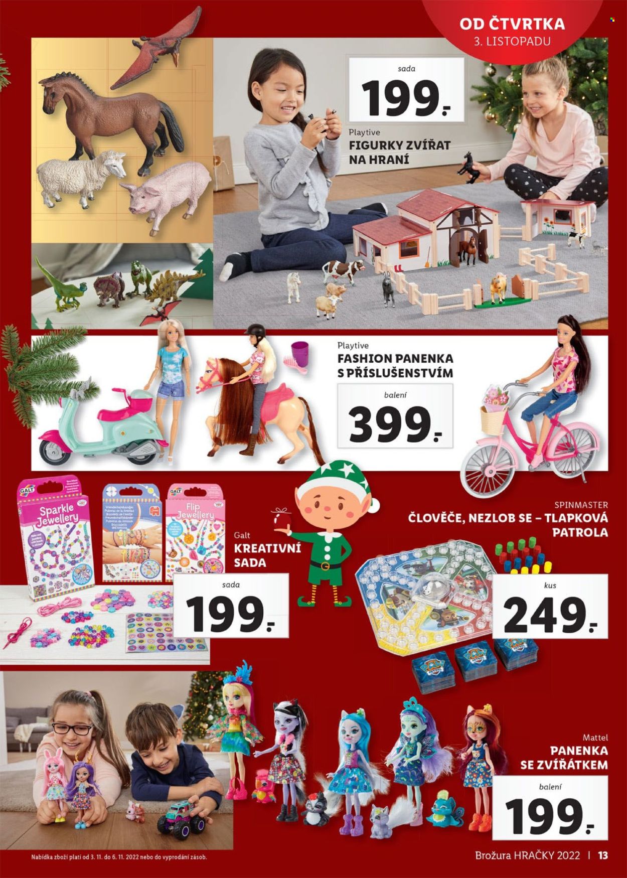 thumbnail - Leták Lidl - 24.10.2022 - 18.12.2022 - Produkty v akci - Tlapková patrola, Nike, kreativní sada, panenka, hračky. Strana 13.