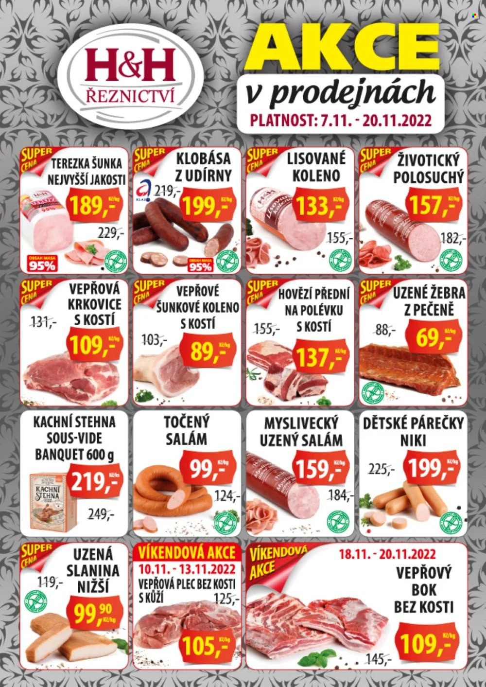 Leták Řeznictví H&H - 7.11.2022 - 20.11.2022. Strana 1