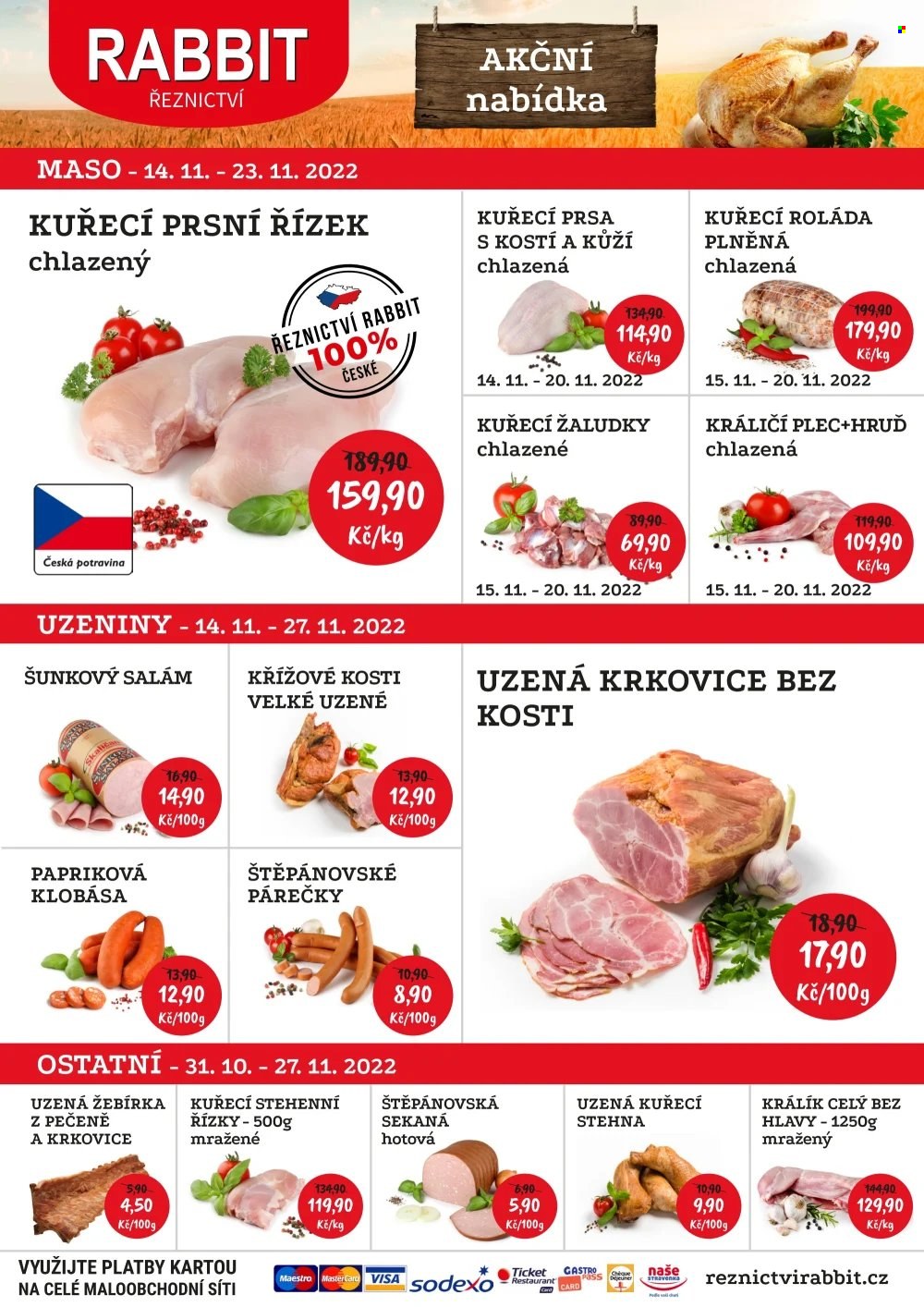 Leták RABBIT řeznictví - 14.11.2022 - 23.11.2022. Strana 1
