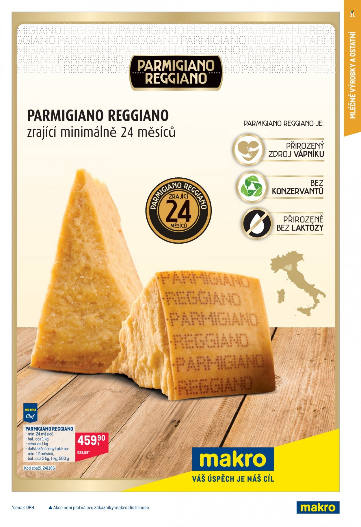 thumbnail - Leták MAKRO - 23.11.2022 - 13.12.2022 - Produkty v akci - Metro Chef, parmazán, Parmigiano Reggiano, sýr. Strana 11.