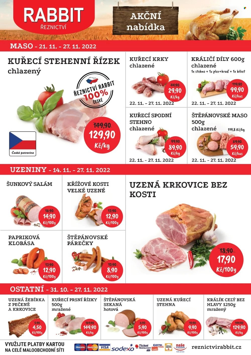 Leták RABBIT řeznictví - 21.11.2022 - 27.11.2022. Strana 1
