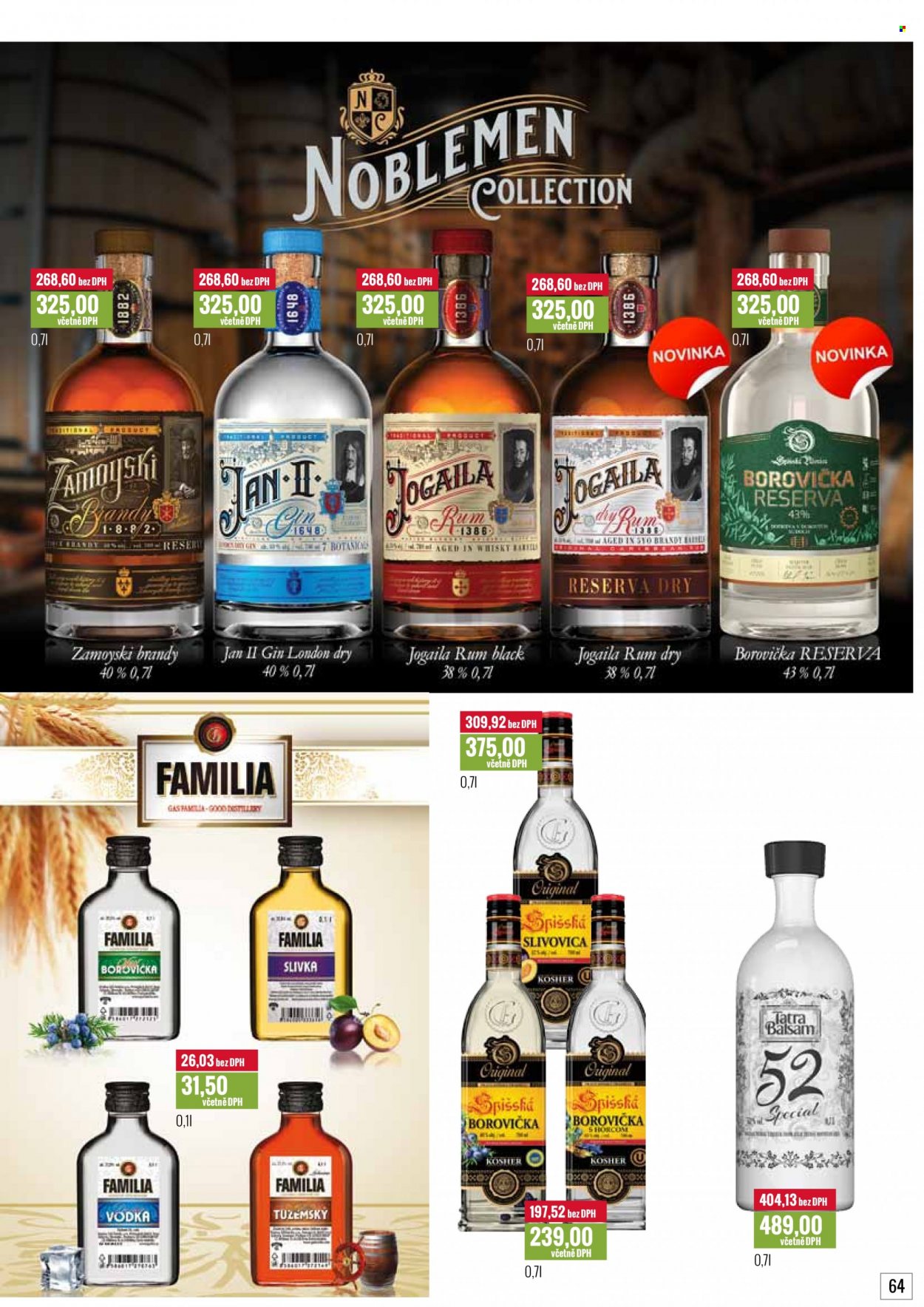 thumbnail - Leták Ratio - 1.12.2022 - 31.12.2022 - Produkty v akci - Tatra, alkohol, vodka, rum, Tuzemák, gin, whisky, slivovice, borovička, brandy. Strana 65.
