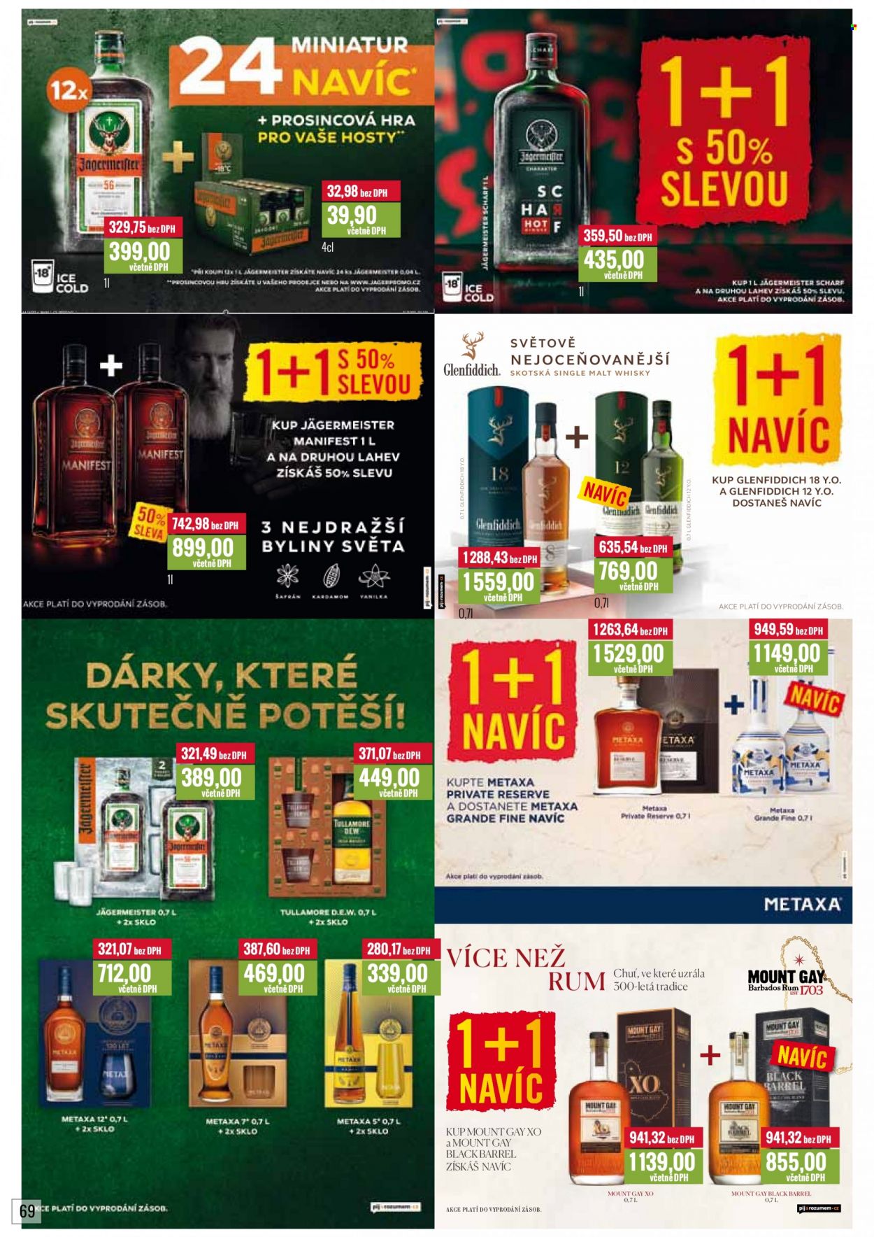 thumbnail - Leták Ratio - 1.12.2022 - 31.12.2022 - Produkty v akci - alkohol, rum, whisky, Jägermeister Scharf, Glenfiddich, Mount Gay. Strana 70.