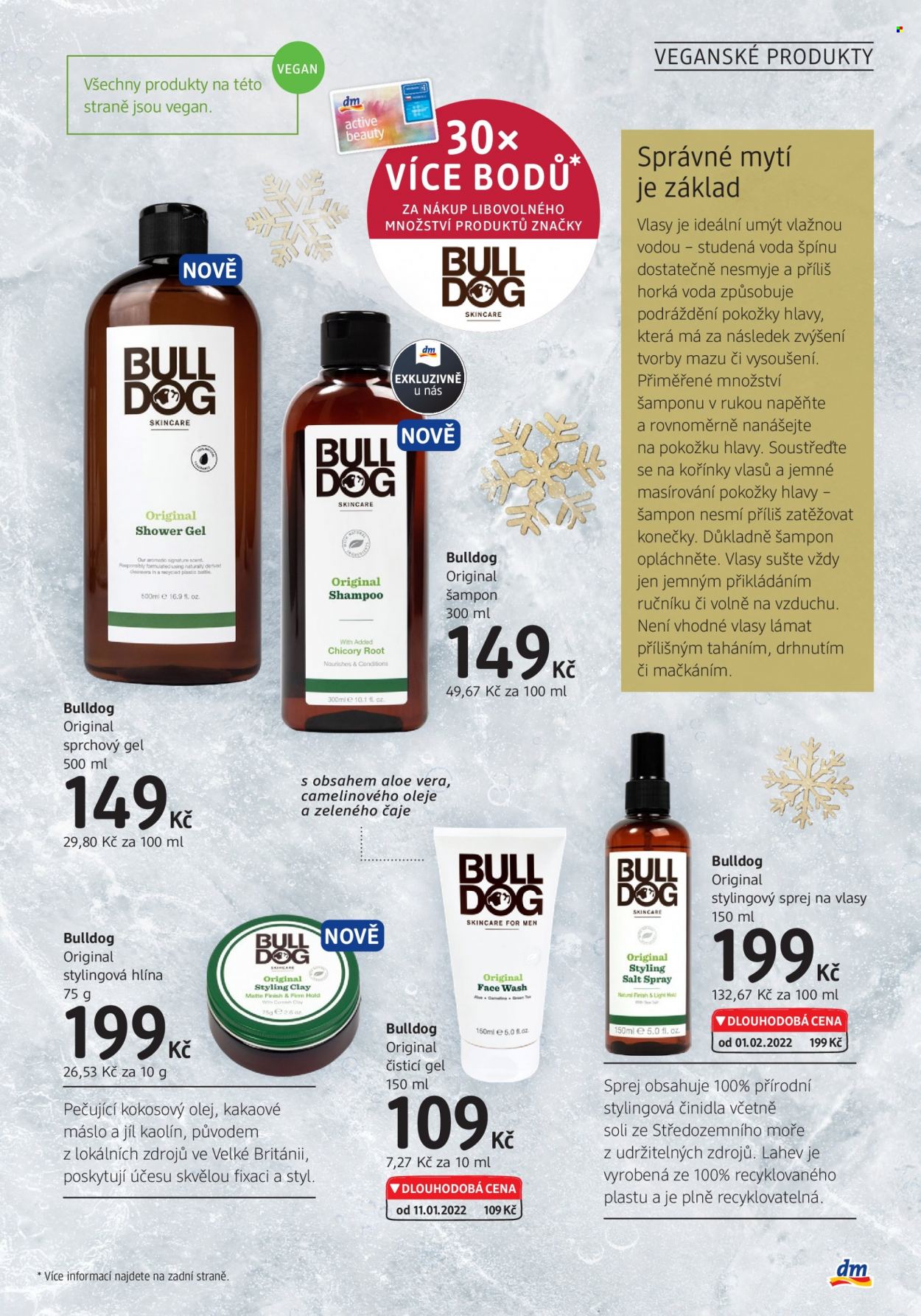thumbnail - Leták dm drogerie - 1.12.2022 - 4.1.2023 - Produkty v akci - Bulldog, šampón, sprchový gel, sprej na vlasy, vlasová kosmetika, odličovací gel. Strana 23.