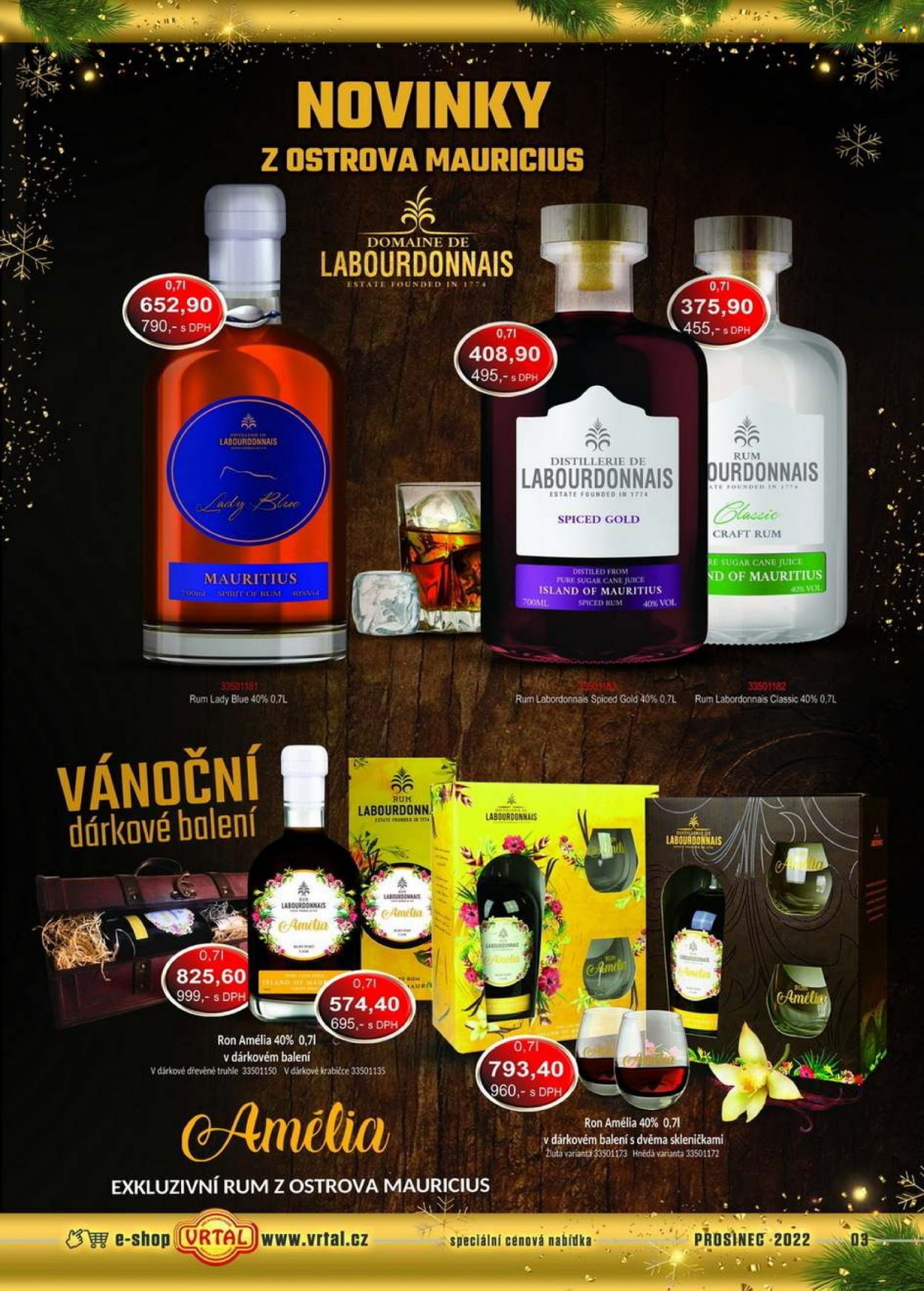 thumbnail - Leták Vrtal - 1.12.2022 - 31.12.2022 - Produkty v akci - dárková sada, džus, alkohol, rum. Strana 3.