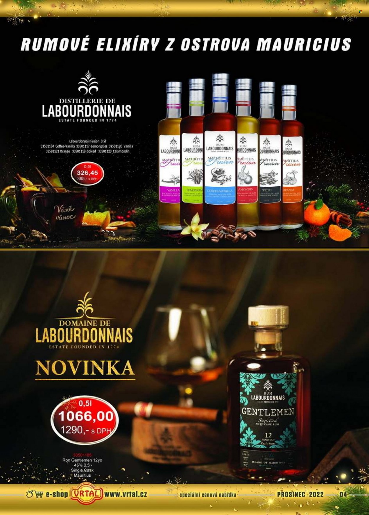 thumbnail - Leták Vrtal - 1.12.2022 - 31.12.2022 - Produkty v akci - alkohol, rum. Strana 4.