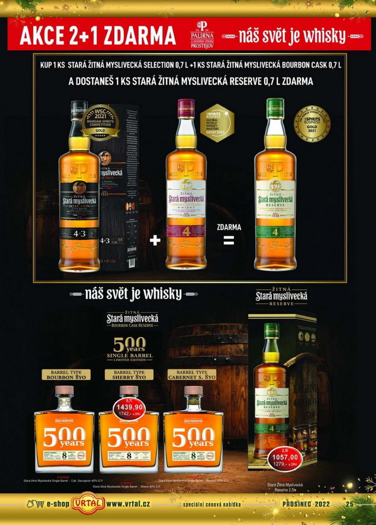 thumbnail - Leták Vrtal - 1.12.2022 - 31.12.2022 - Produkty v akci - alkohol, Stará Myslivecká, whisky, Bourbon. Strana 25.