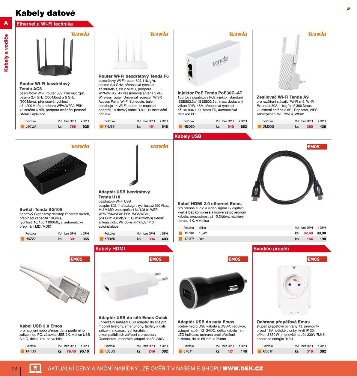 thumbnail - Leták DEK - Produkty v akci - Emos, router, USB adaptér. Strana 26.