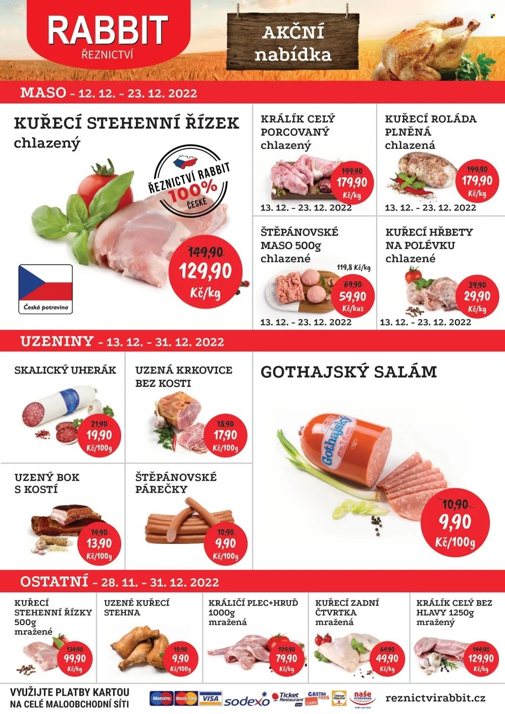 Leták RABBIT řeznictví - 12.12.2022 - 23.12.2022. Strana 1